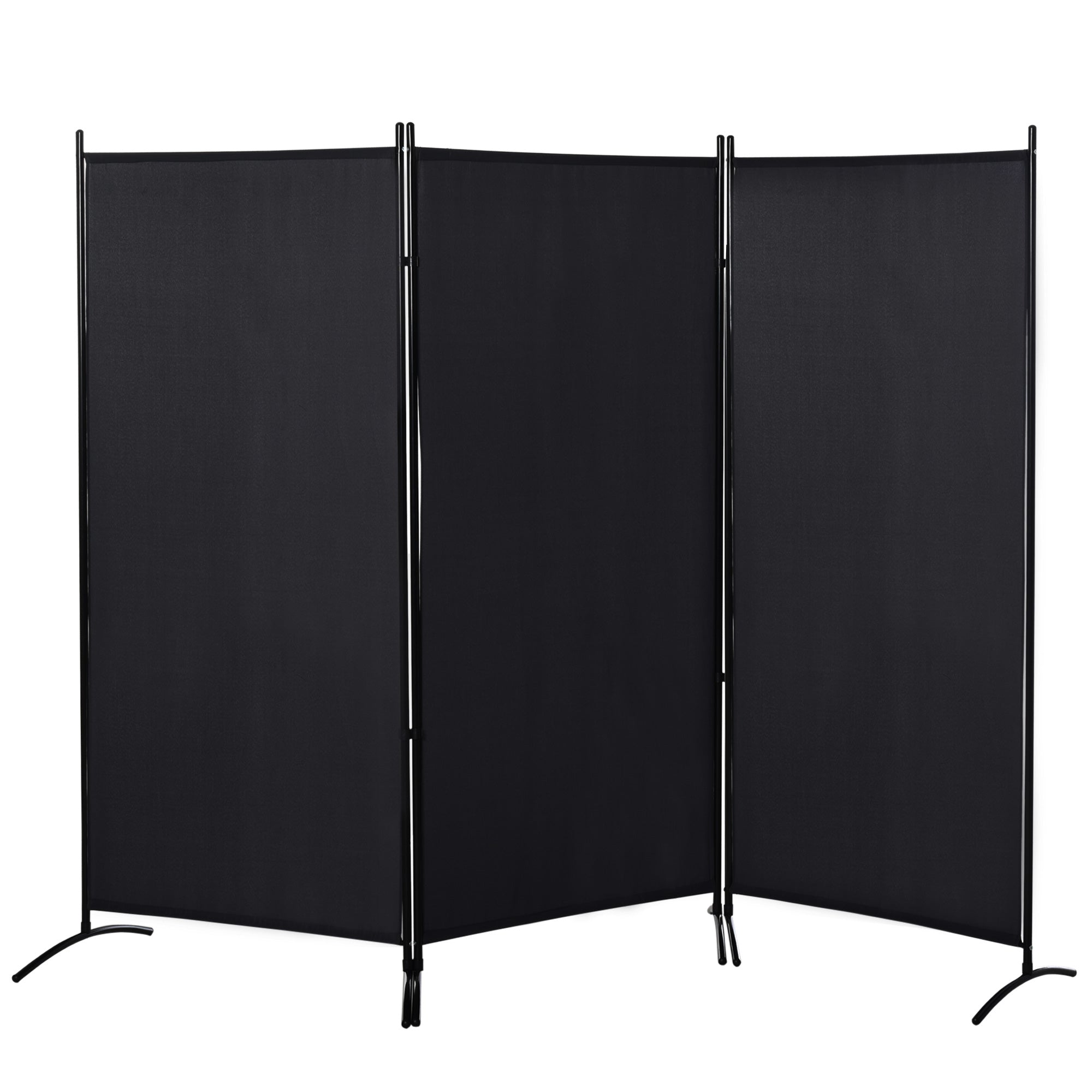 HOMCOM 3 Panel Room Divider, 6 Ft Double Hinged Folding Privacy Screen, Portable Freestanding Partition Wall Divider for Home Office, Black