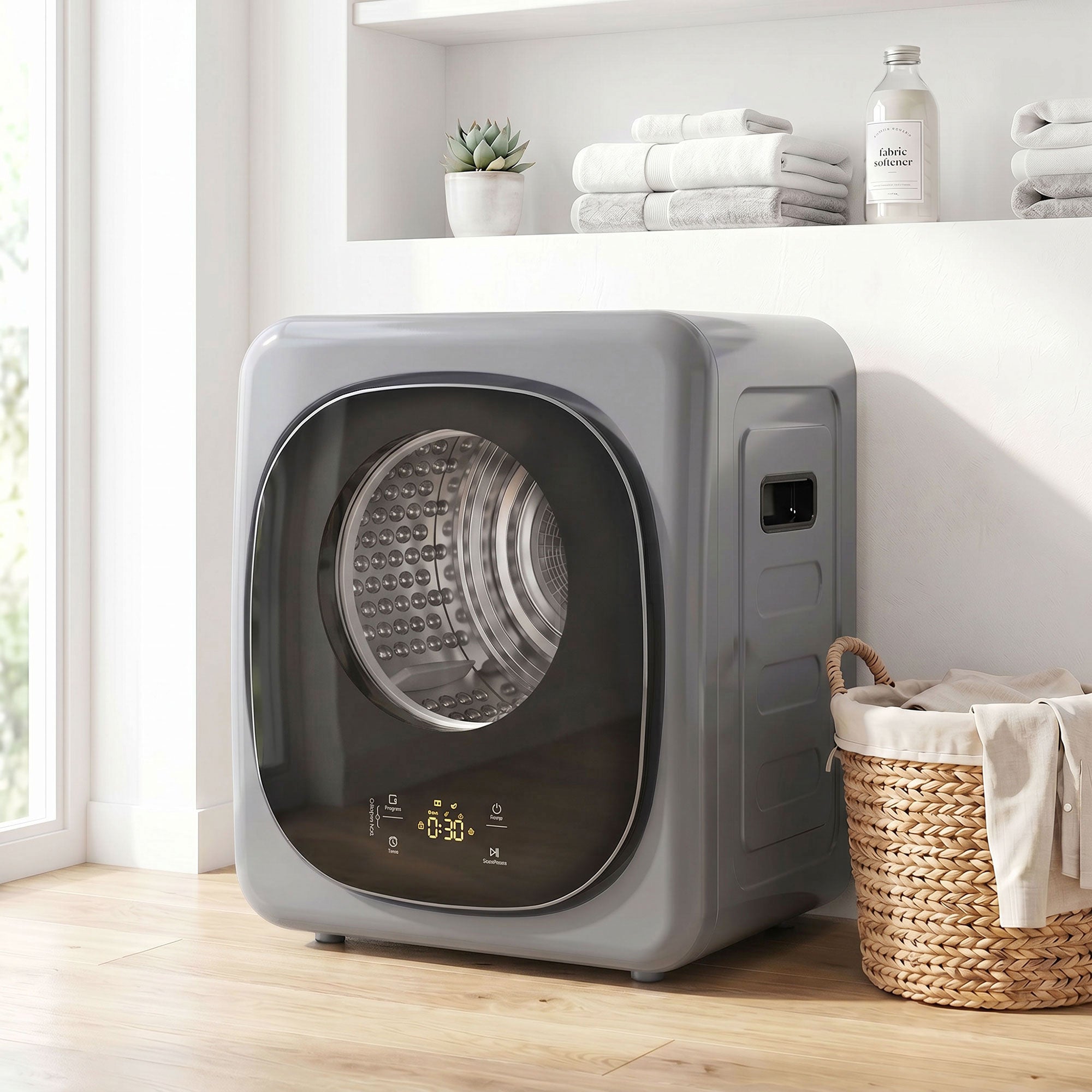 Vented Tumble Dryer, 4kg Wet Laundry/2.5kg Dry Capacity, 57cm Height 800W Compact Freestanding Clothes Drying Machine with 5 Drying Modes, Sensor Dry for Apartment, Dorm, RVs, Silver