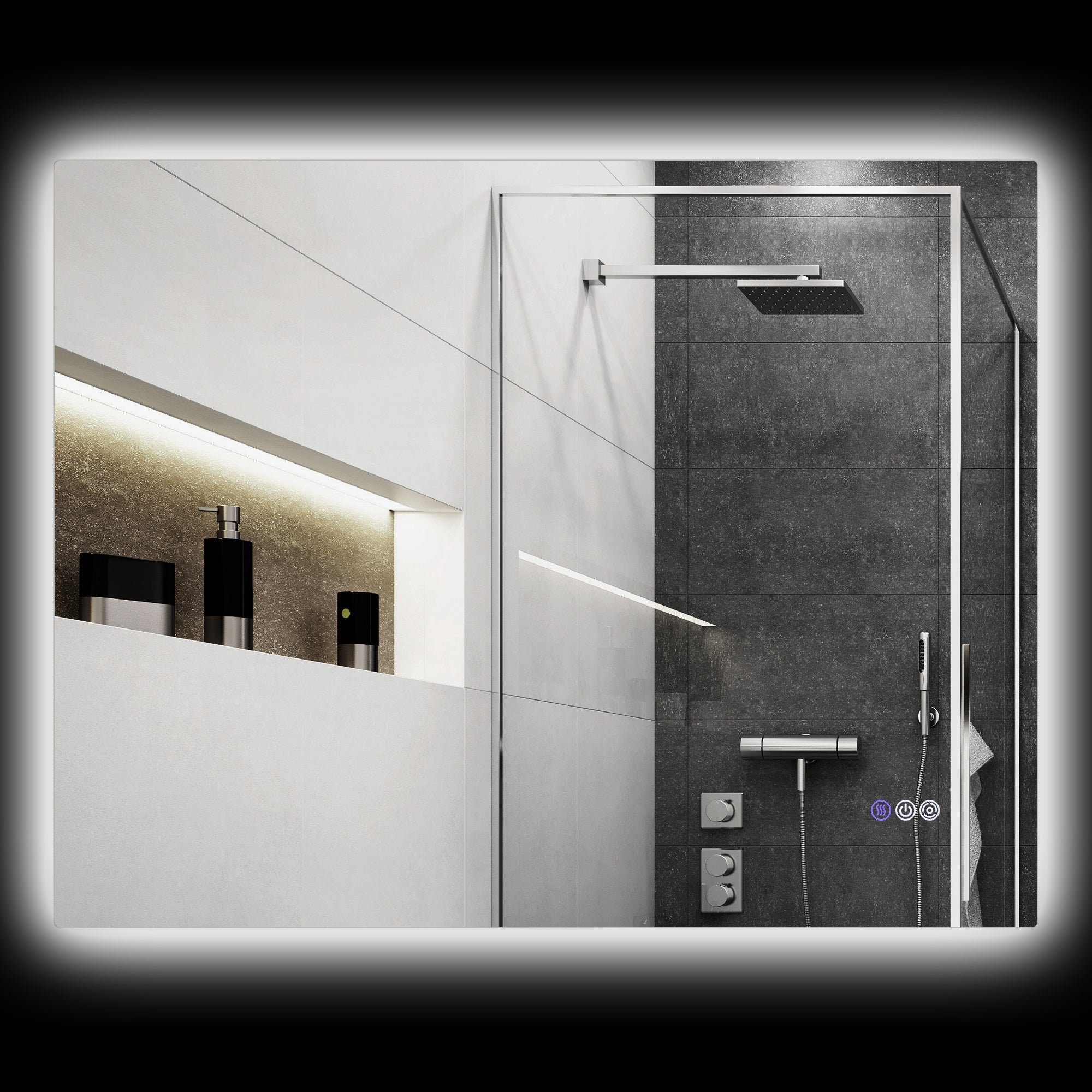 Dimmable Bathroom Mirror with Lights, 32" x 24" Backlit LED Mirror w/ Anti-Fog, Memory & Infinite Color Temperature