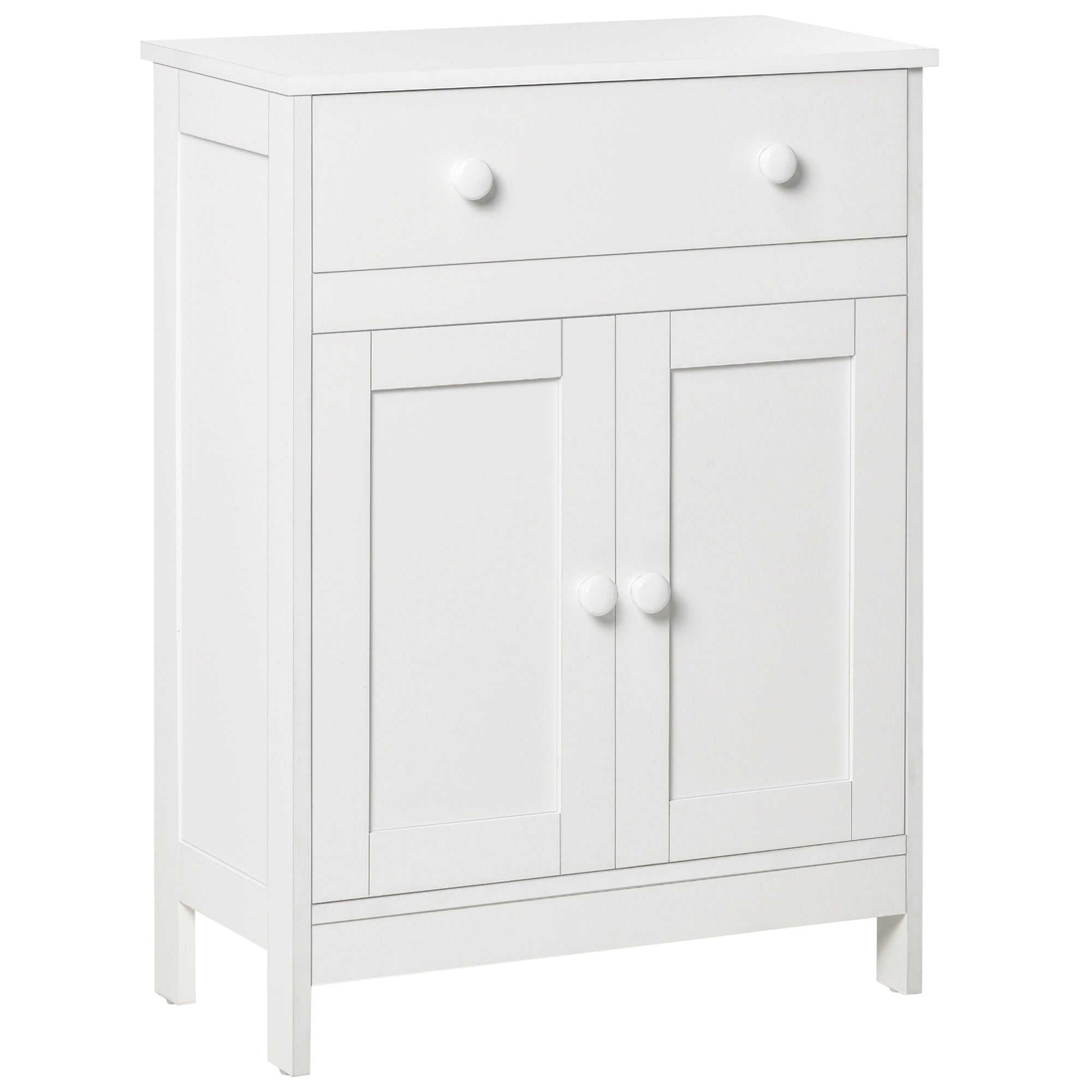 HOMCOM Bathroom Floor Cabinet, Freestanding Storage Cabinet with Drawer and Shaker Doors, Accent Cabinet, Sideboard with Adjustable Shelf, White