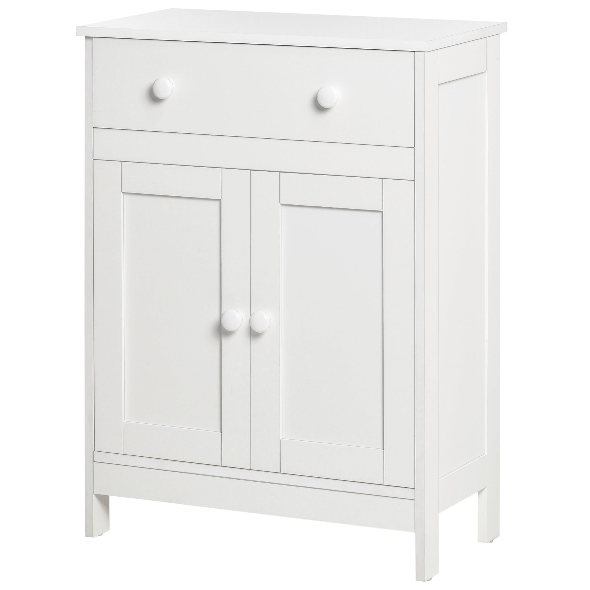 HOMCOM Bathroom Floor Cabinet, Freestanding Storage Cabinet with Drawer and Shaker Doors, Accent Cabinet, Sideboard with Adjustable Shelf, White