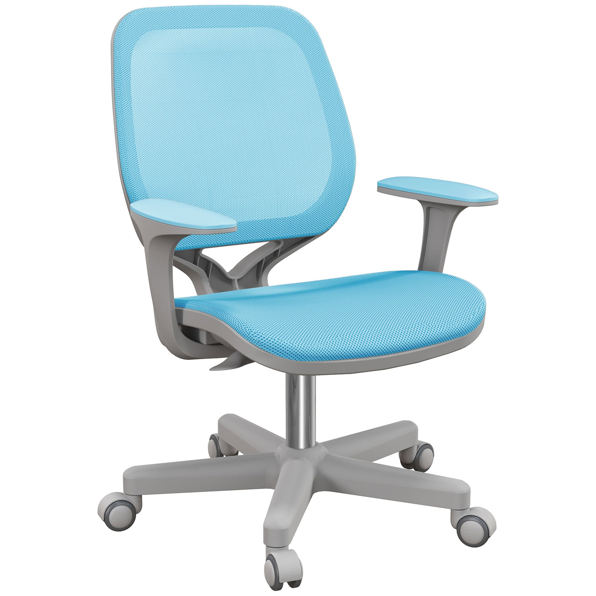 Vinsetto Robust Chair, Small Mesh Computer Desk Chair with Adjustable Height, Swivel Security Castors, Mid Back, for Robust - Light Blue