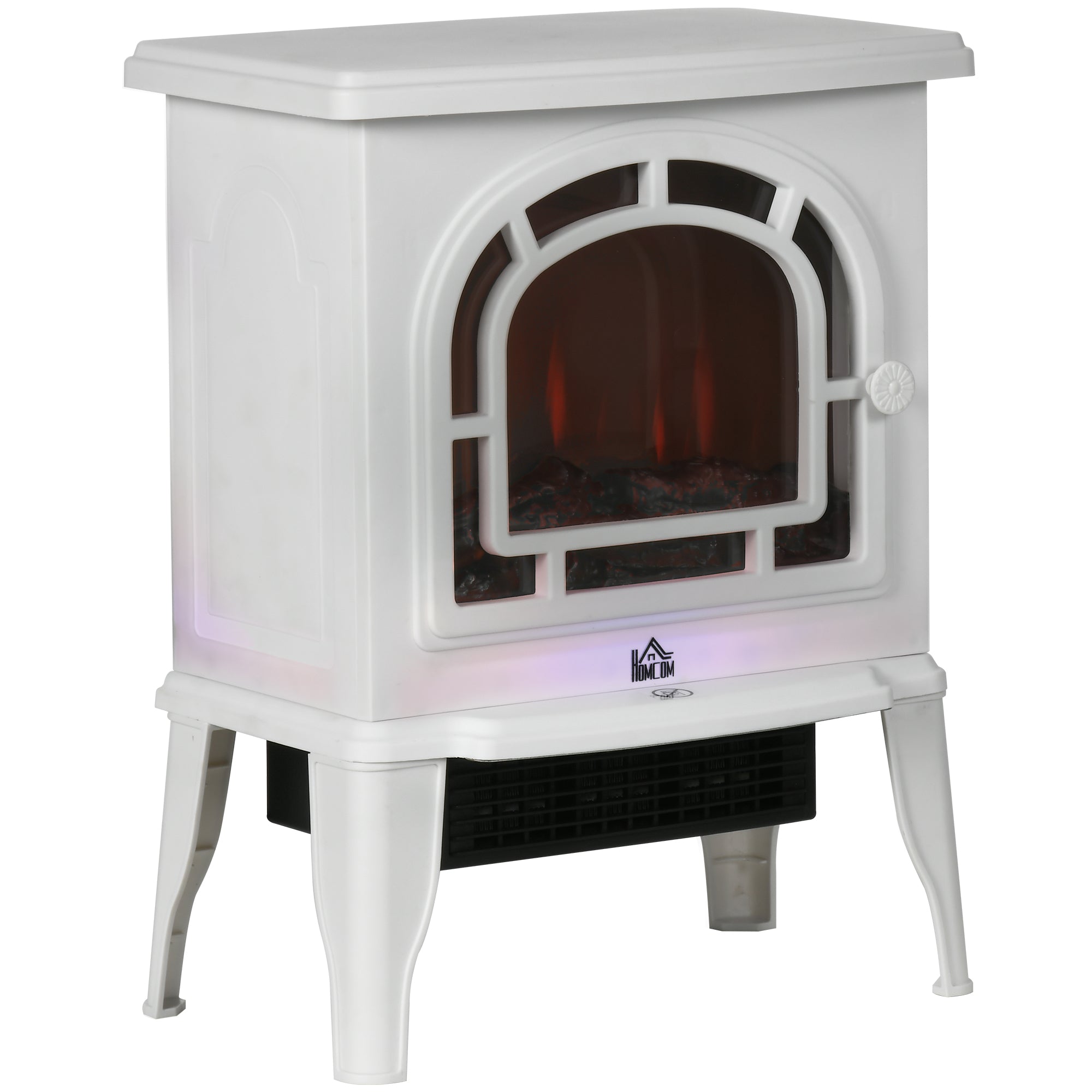 18" Electric Fireplace Stove Freestanding Heater with Realistic LED Flame 750W/1500W White