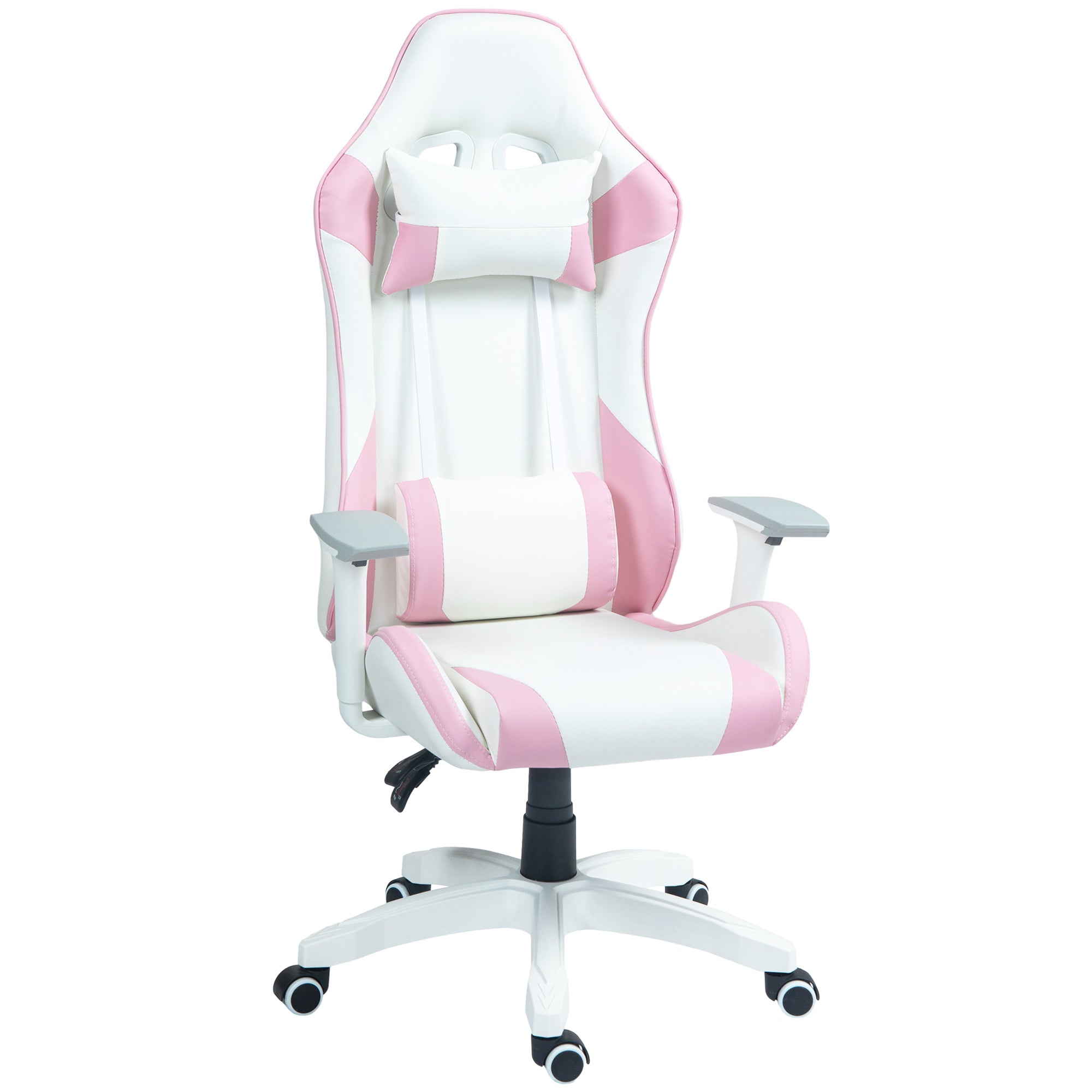 HOMCOM Gaming Chair, Racing Gamer Chair, Reclining Faux Leather Computer Chair with Headrest, Lumber Support, 3D Armrests, Adjustable Height, Swivel Wheels for Home Office, Light Blue