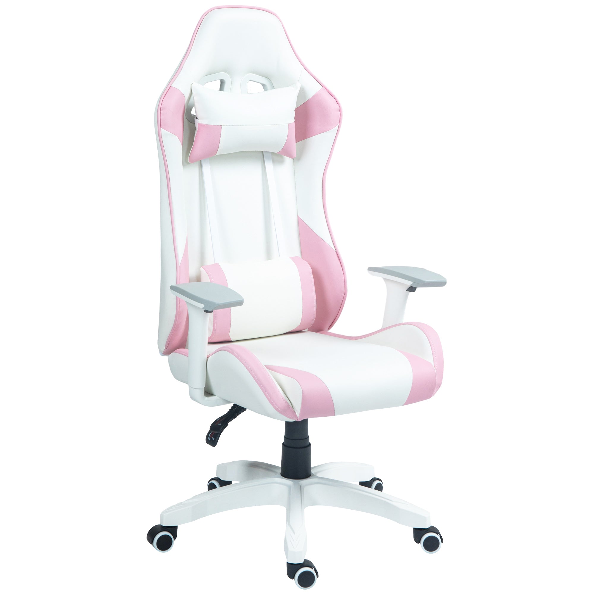 HOMCOM Gaming Chair, Racing Gamer Chair, Reclining Faux Leather Computer Chair with Headrest, Lumber Support, 3D Armrests, Adjustable Height, Swivel Wheels for Home Office, Light Blue
