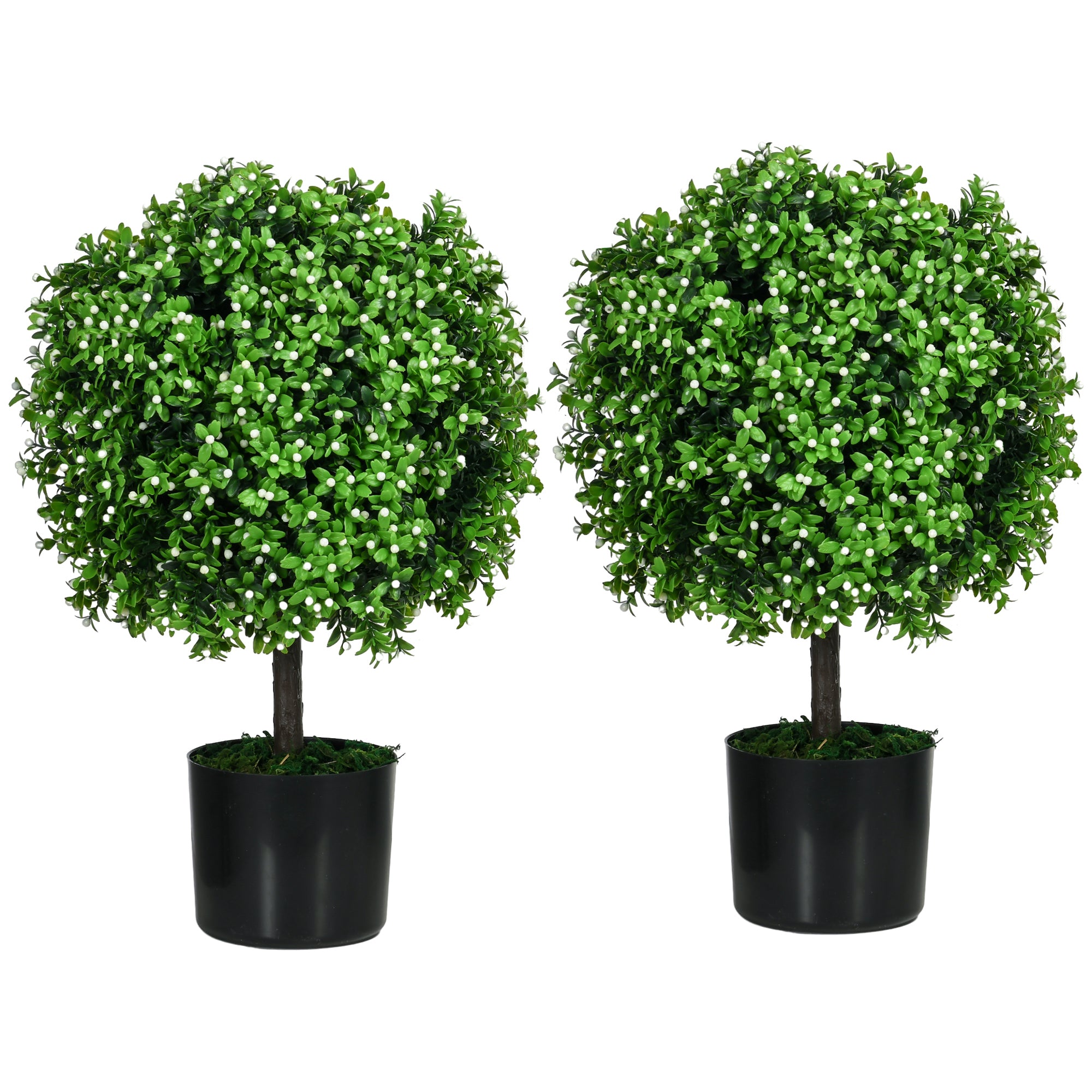 2 Pack Artificial Tree Boxwood Topiary with Fruits 20.75" White