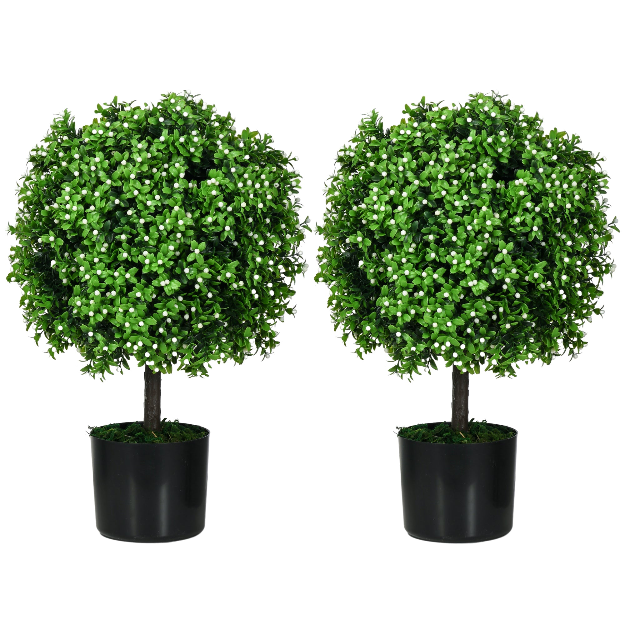 2 Pack Artificial Tree Boxwood Topiary with Fruits 20.75" White