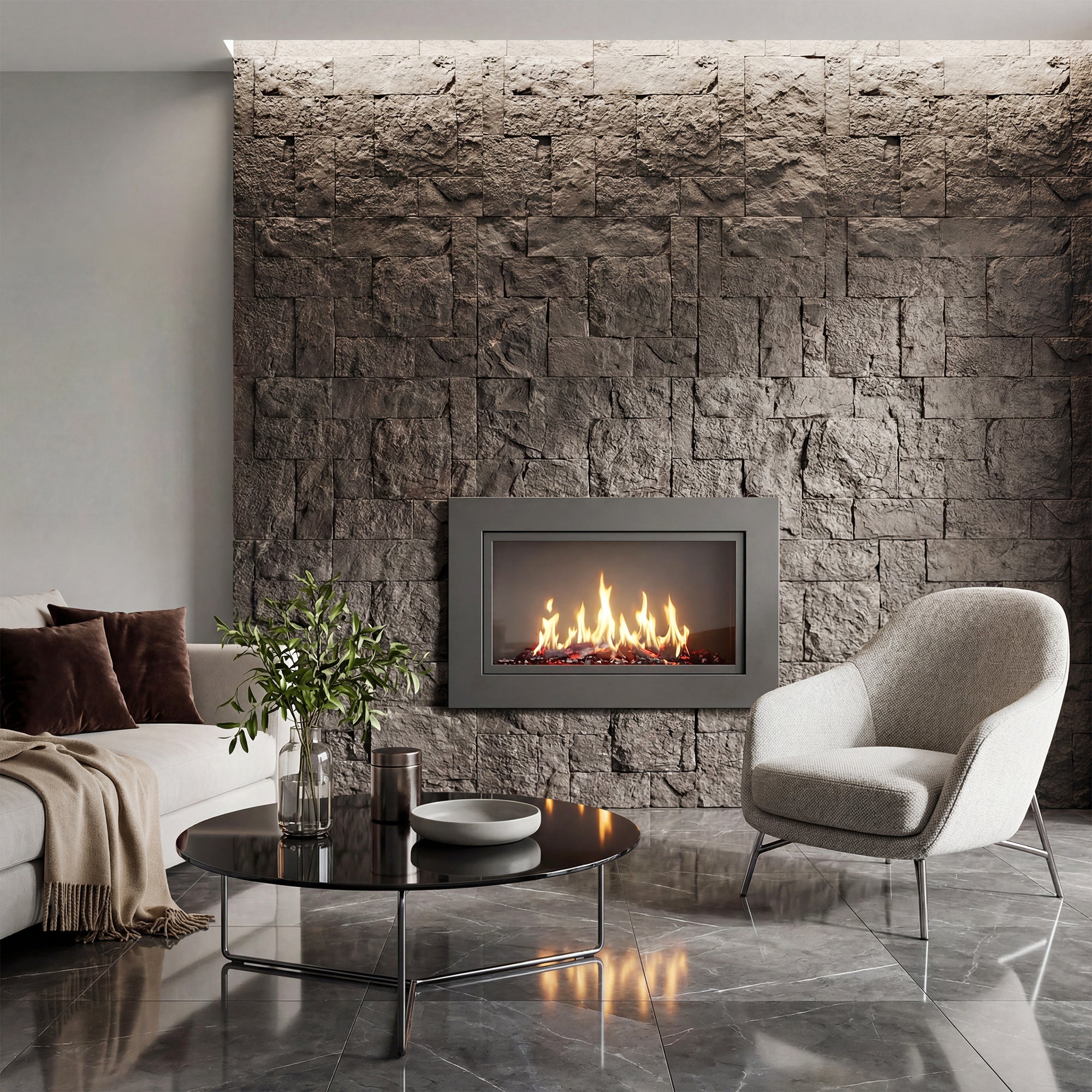 8-Pack 3D Faux Stone Wall Panels, Lightweight Polyurethane Panels for Interior and Exterior Accent Walls, Water-Resistant, 4' x 2', Cover 61.8 Sq.Ft., 1" Thick, Black