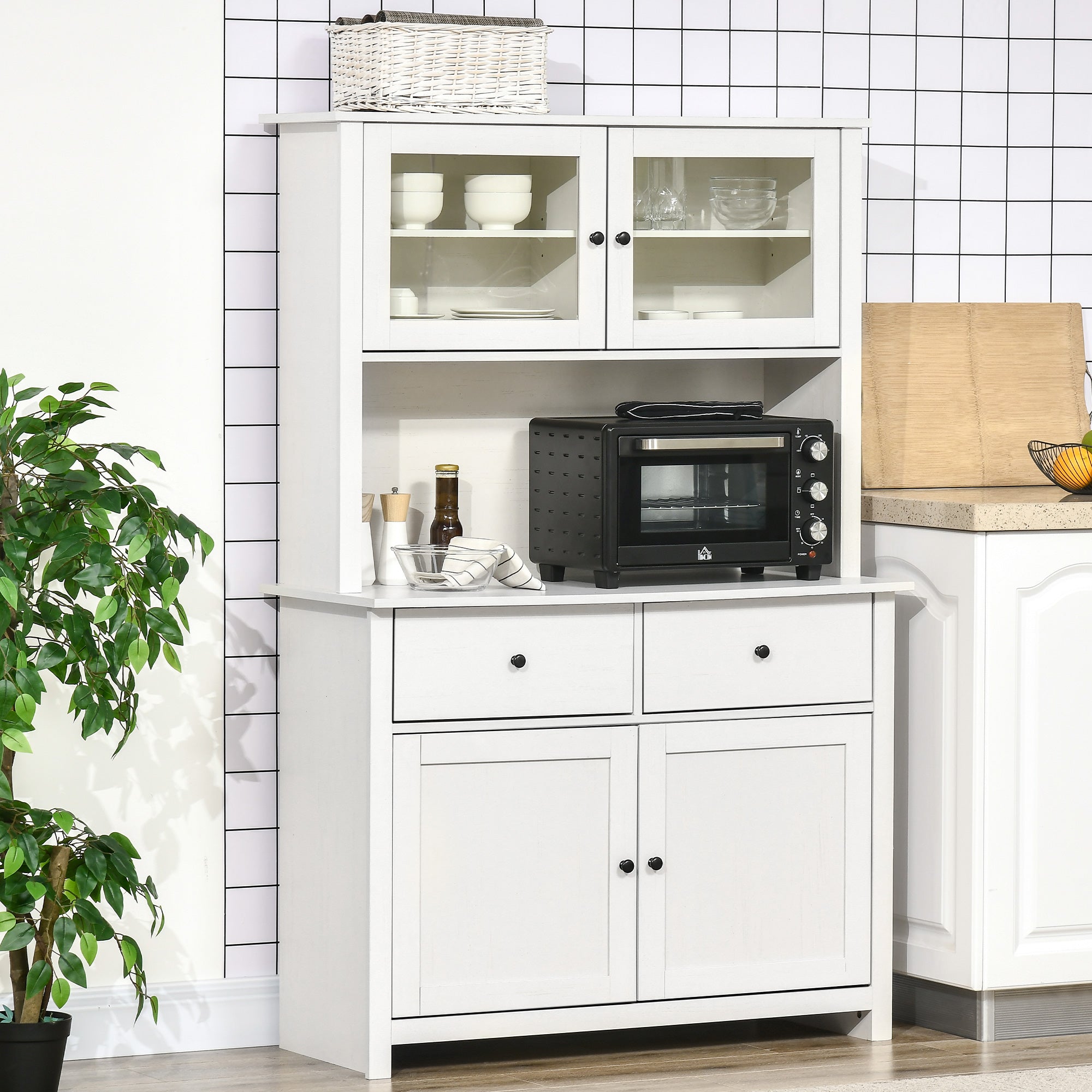 72" Kitchen Cabinet Pantry Storage Cabinet w/ Doors and Shelves Freestanding Food Pantry White