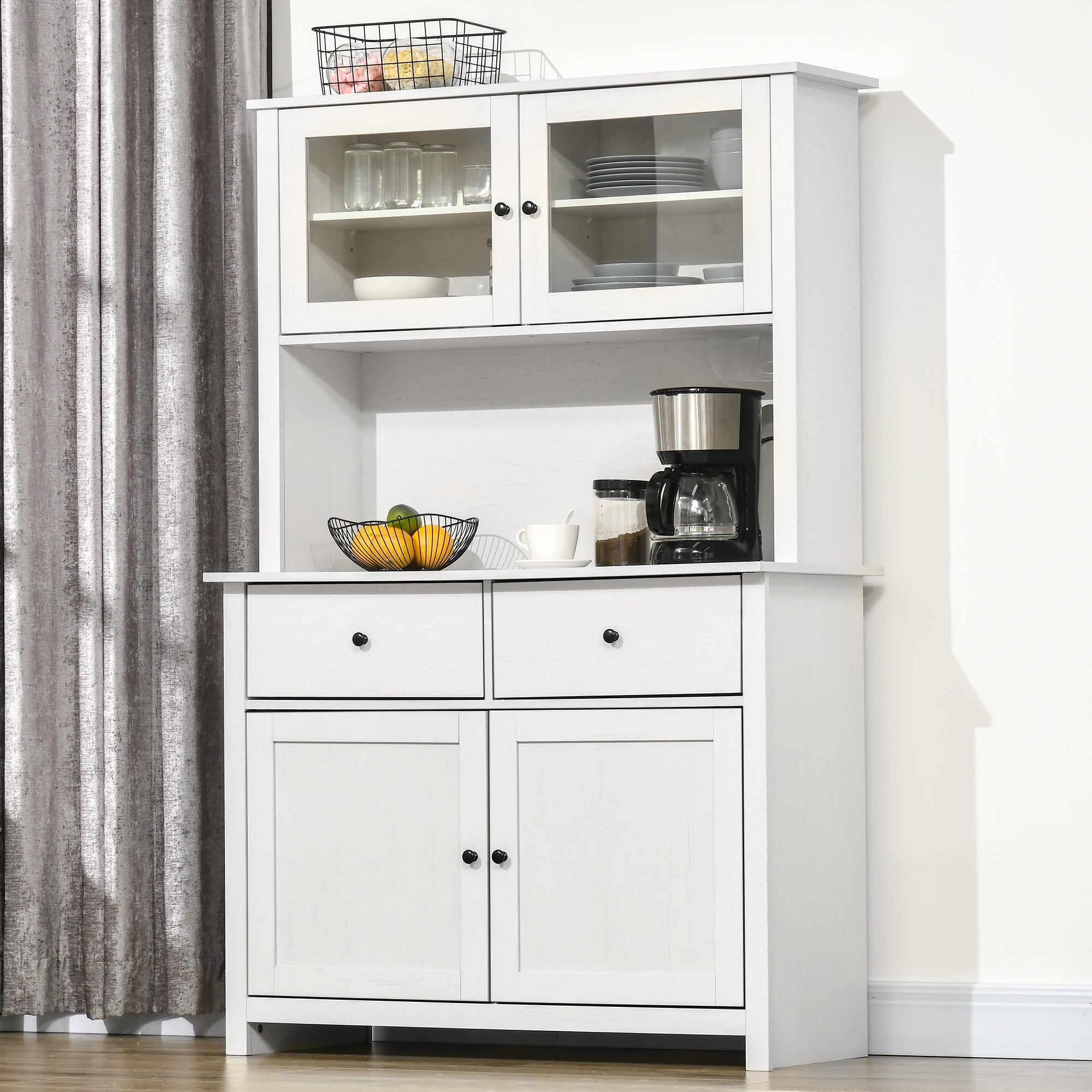 72" Kitchen Cabinet Pantry Storage Cabinet w/ Doors and Shelves Freestanding Food Pantry White