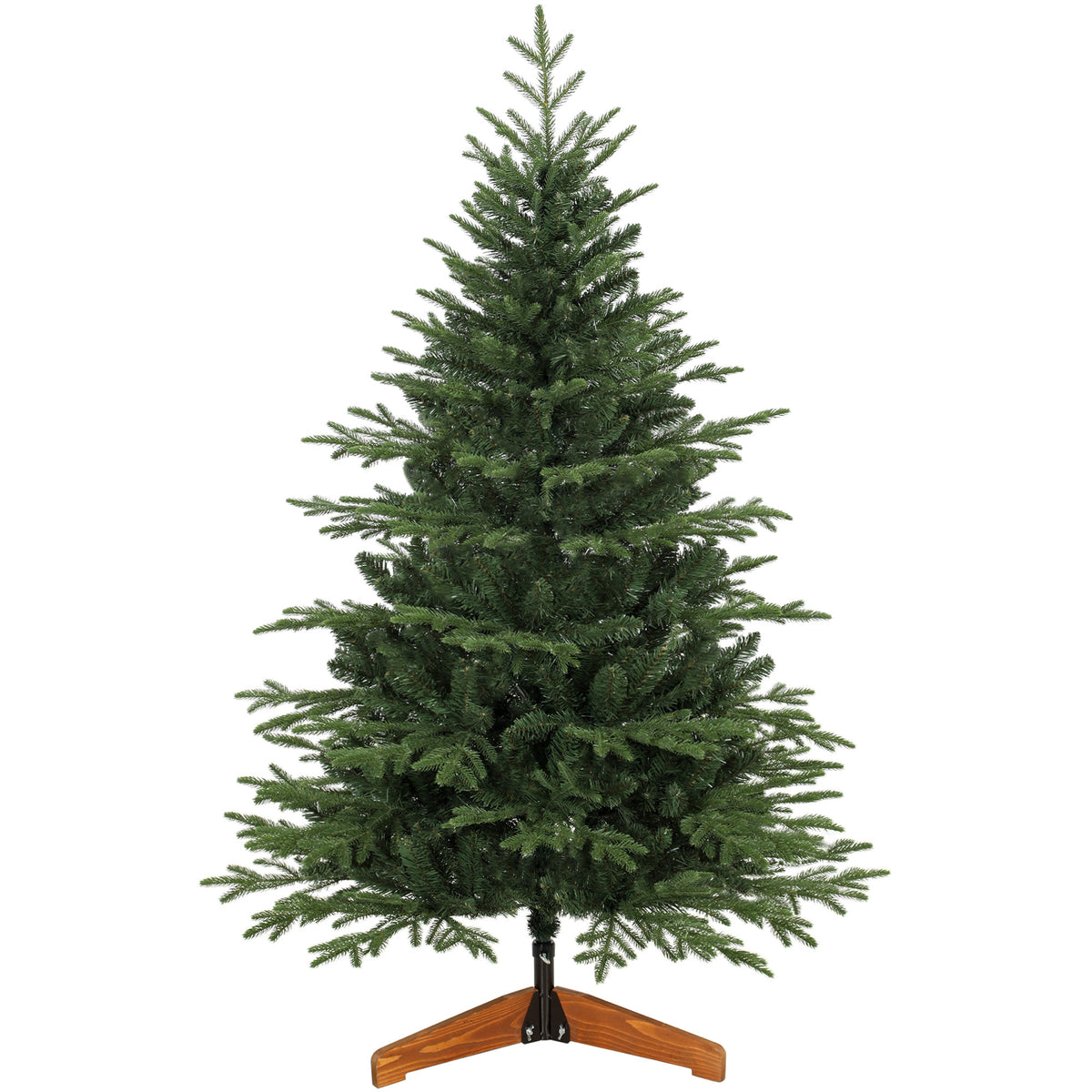 5ft Artificial Christmas Tree, Full Hinged Xmas Tree with 1524 PE & PVC Tips, Solid Pine Wood Stand for Home Office Holiday Decoration, Green