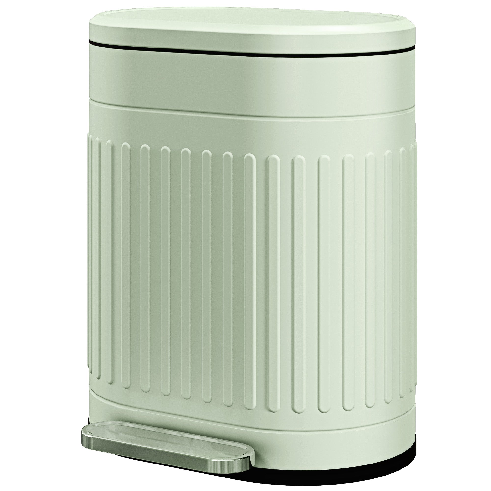 HOMCOM 20 Litre Pedal Bin, Fingerprint Proof Kitchen Bin with Soft-close Lid, Metal Rubbish Bin with Foot Pedal and Removable Inner Bucket, Light Green