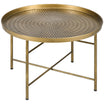 HOMCOM 24" Round Coffee Table with Hammered Drop Tray Top, Vintage Metal Center Table for Living Room, Side Table, Gold