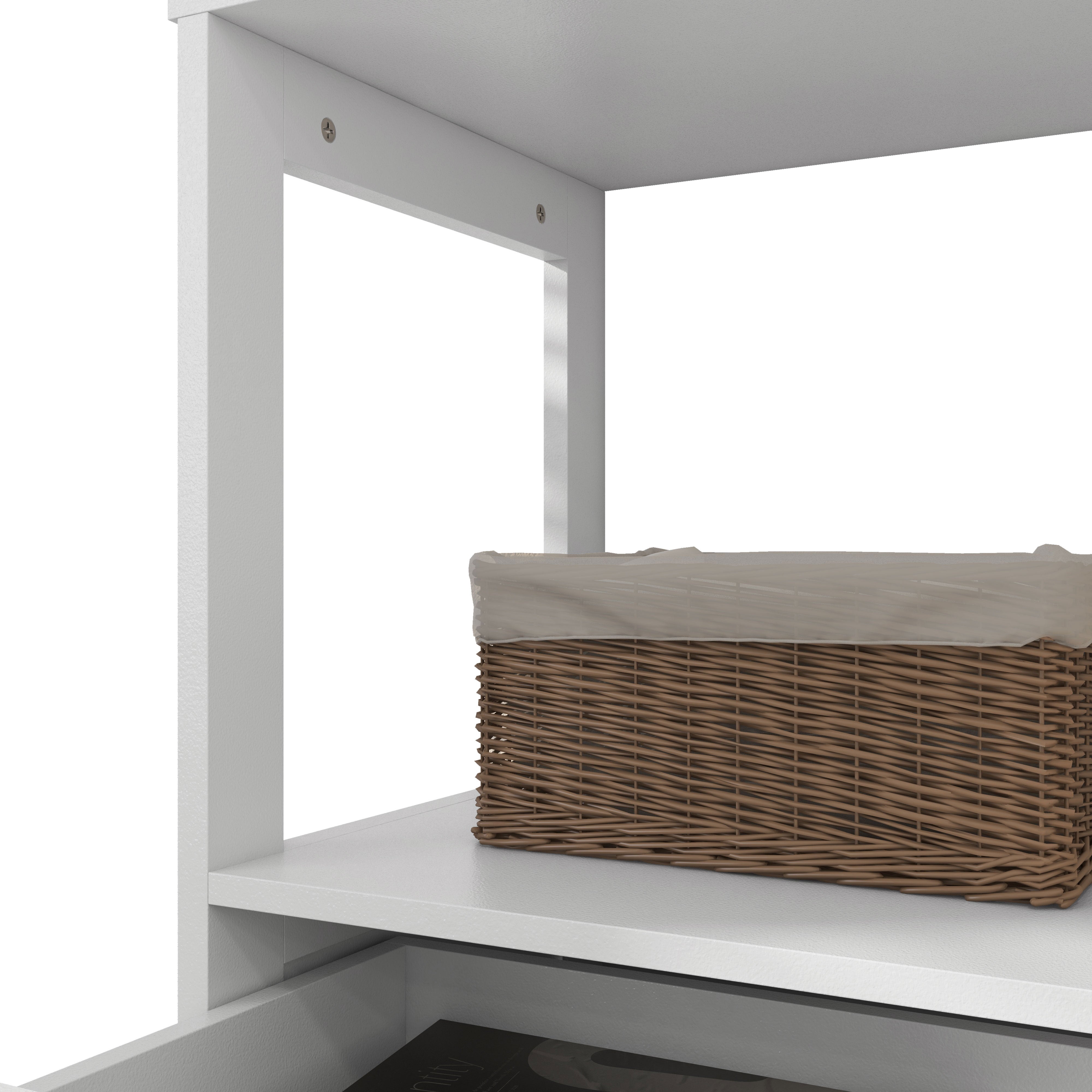 kleankin Bathroom Cabinet, Modern Bathroom Storage Cabinet, Linen Cabinet with Barn Doors, Drawer and 2 Open Shelves, White
