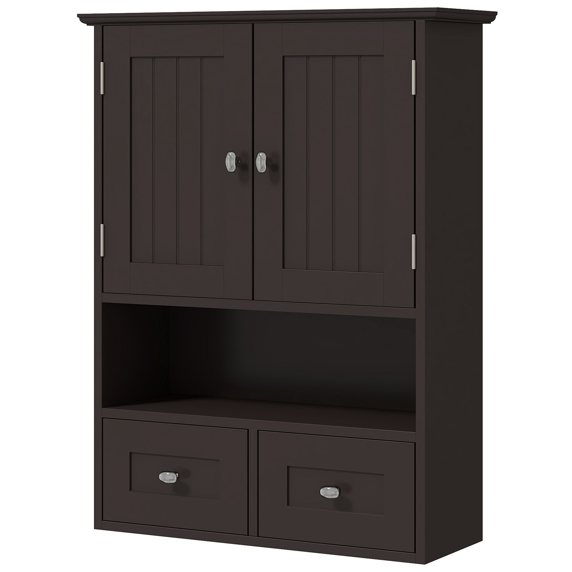 kleankin Bathroom Wall Cabinet, Medicine Cabinet, Over Toilet Storage Cabinet with Shelf and Drawers for Hallway, Living Room, Brown