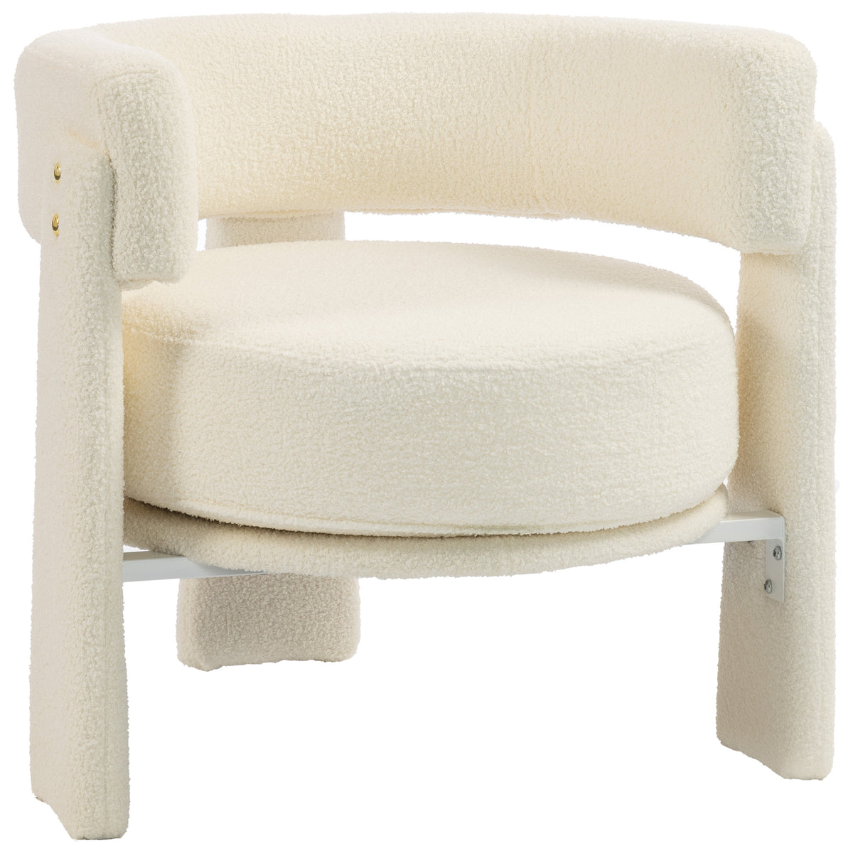 Sherpa Accent Chair, Upholstered Armchair, Nordic Living Room Chair with Lumbar Pillow, Padded Armrests and Thick Cushion, Cream White