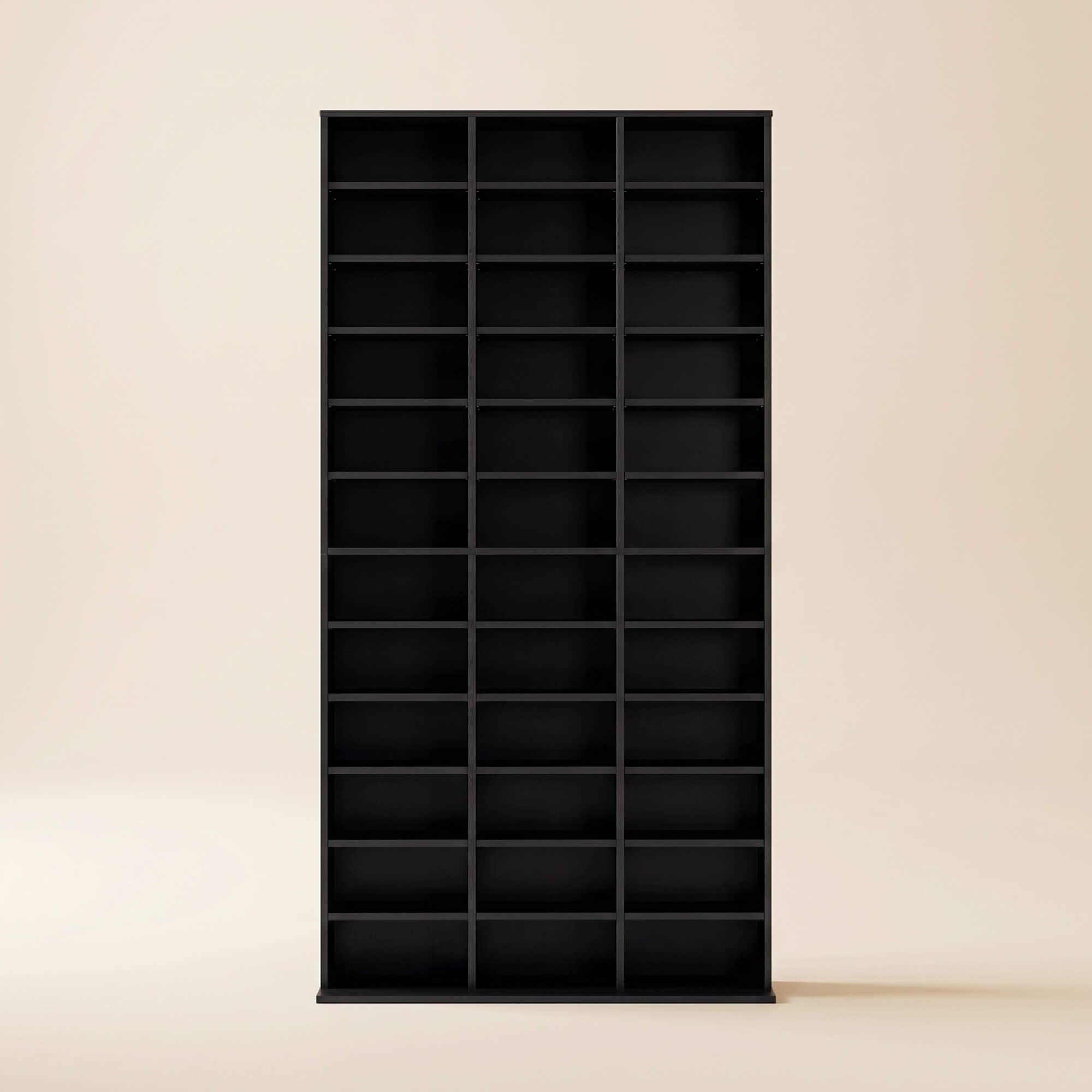 1116 CD/ 528 DVD Storage Unit, Media Storage Shelf, Wooden Display Unit with Adjustable Shelves, 102 x 195 cm, Black