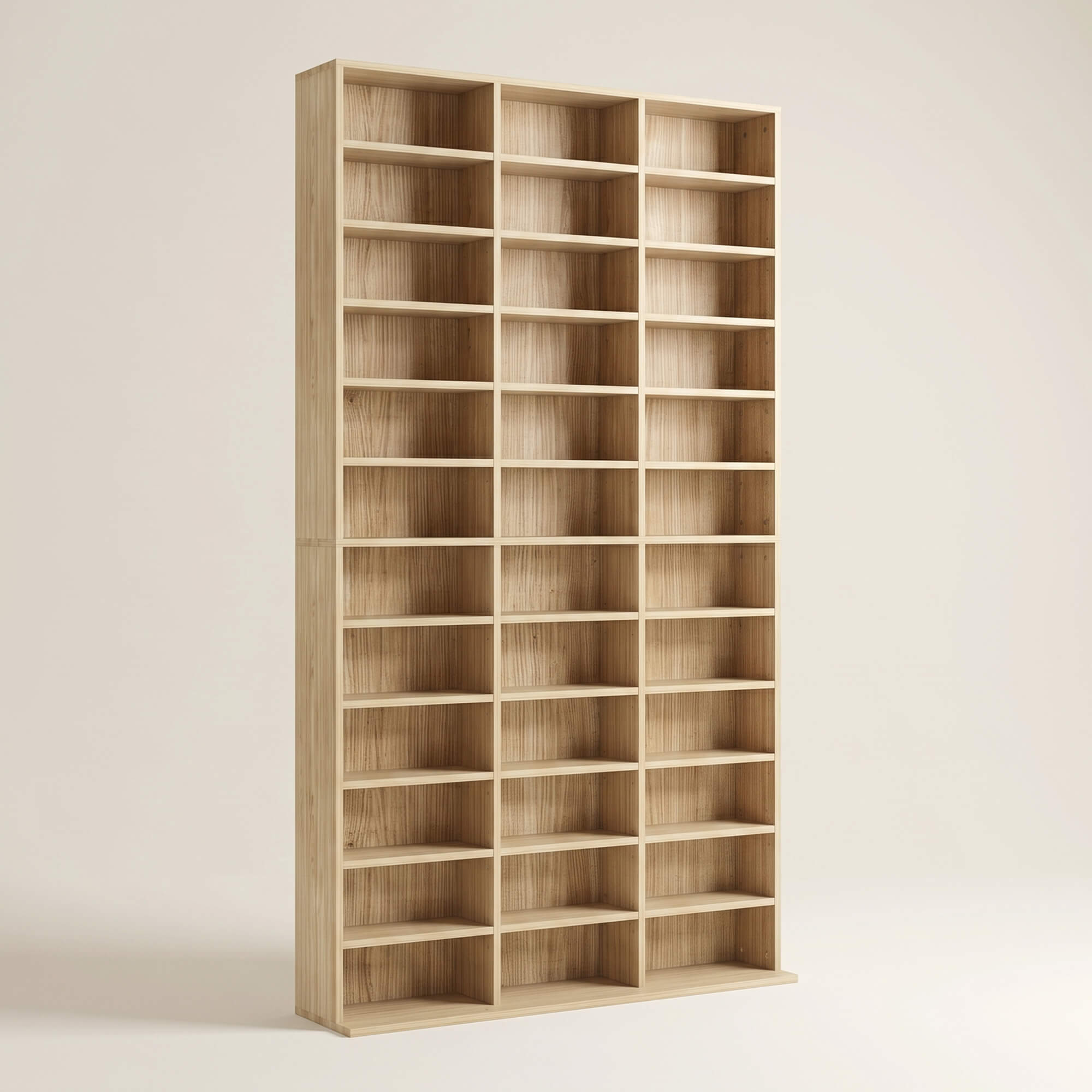 1116 CD/ 528 DVD Storage Unit, Media Storage Shelf, Wooden Display Unit with Adjustable Shelves, 102 x 195 cm, Oak Tone