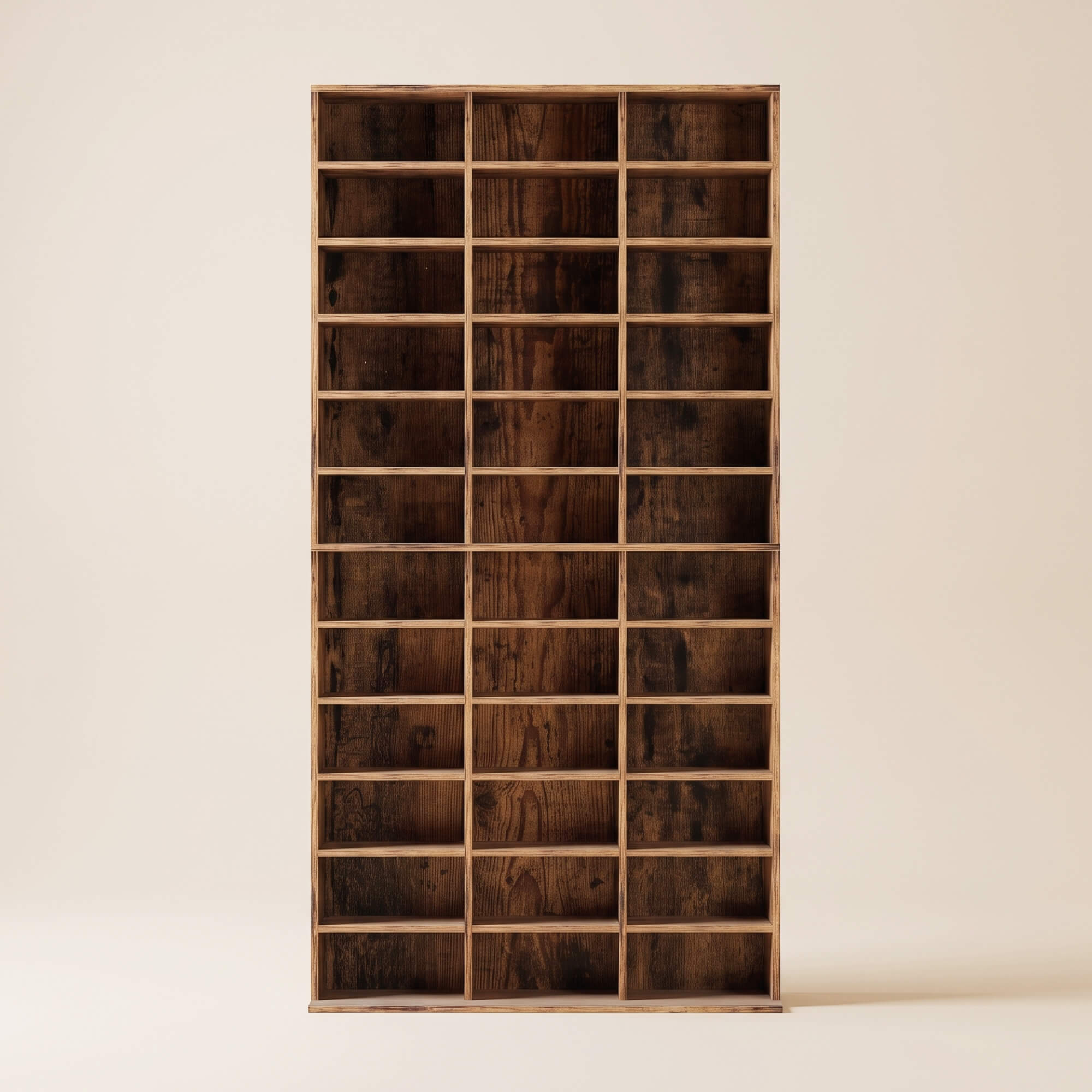 1116 CD/ 528 DVD Storage Unit, Media Storage Shelf, Wooden Display Unit with Adjustable Shelves, 102 x 195 cm, Rustic Brown