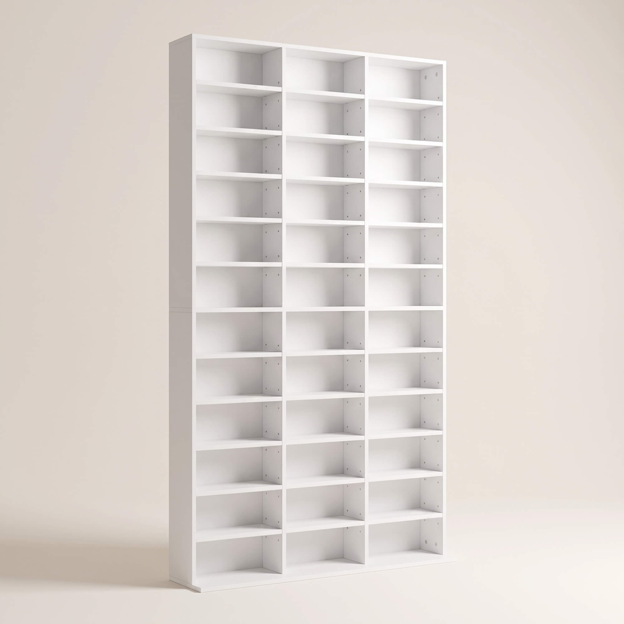 1116 CD/ 528 DVD Storage Unit, Media Storage Shelf, Wooden Display Unit with Adjustable Shelves, 102 x 195 cm, Marble Effect