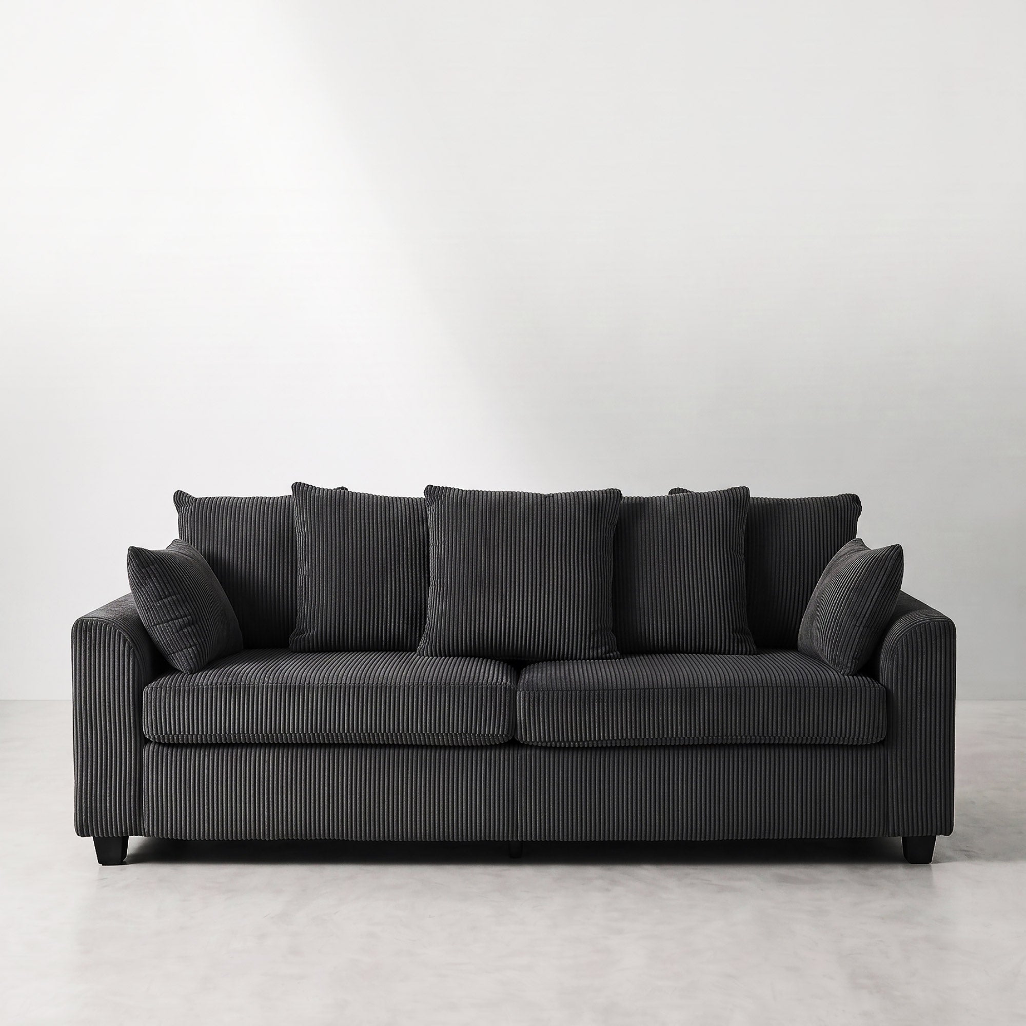 FlexLiving 83.5" Straight Sofa with Curved Arms & 3 Seat, Dark Grey