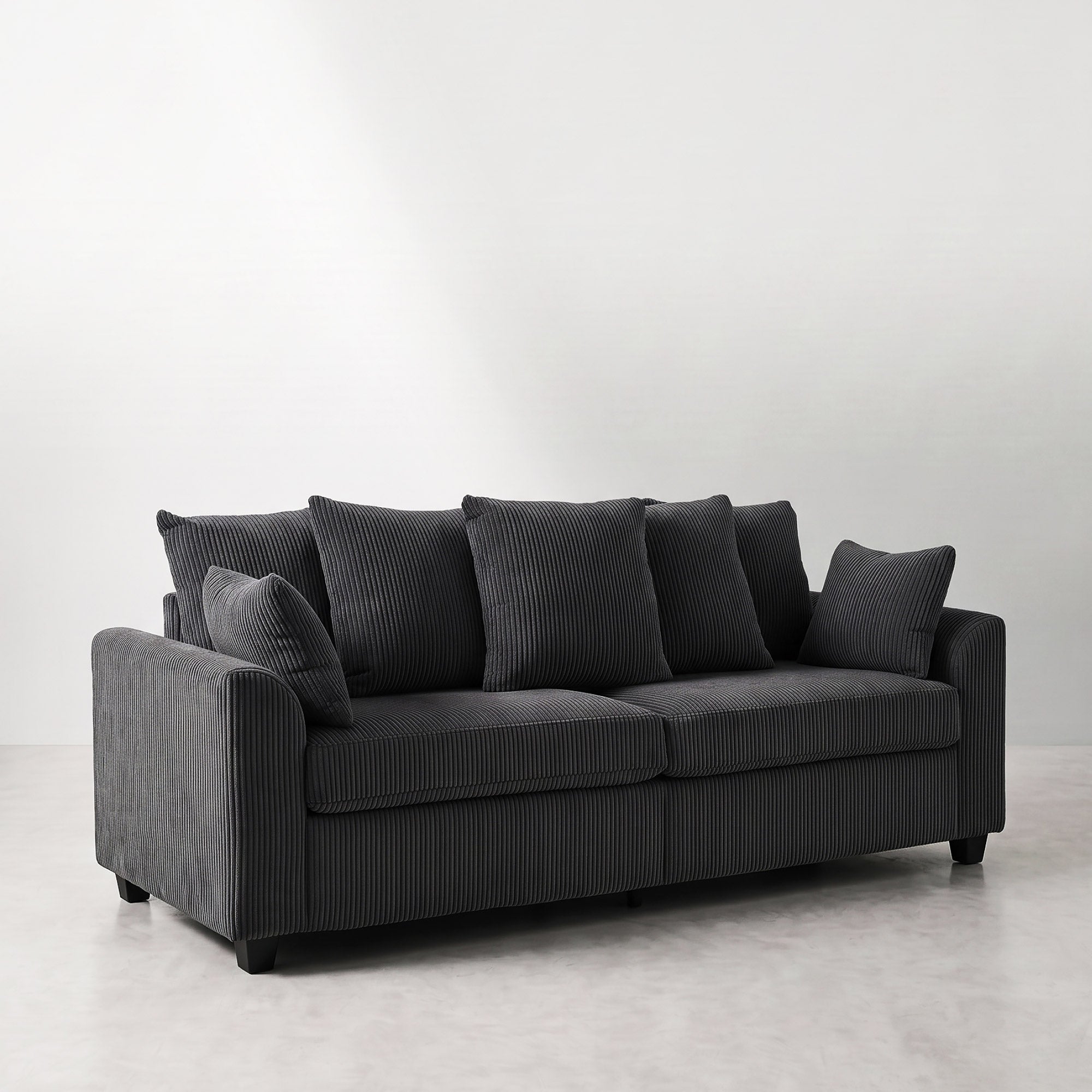 FlexLiving 83.5" Straight Sofa with Curved Arms & 3 Seat, Dark Grey