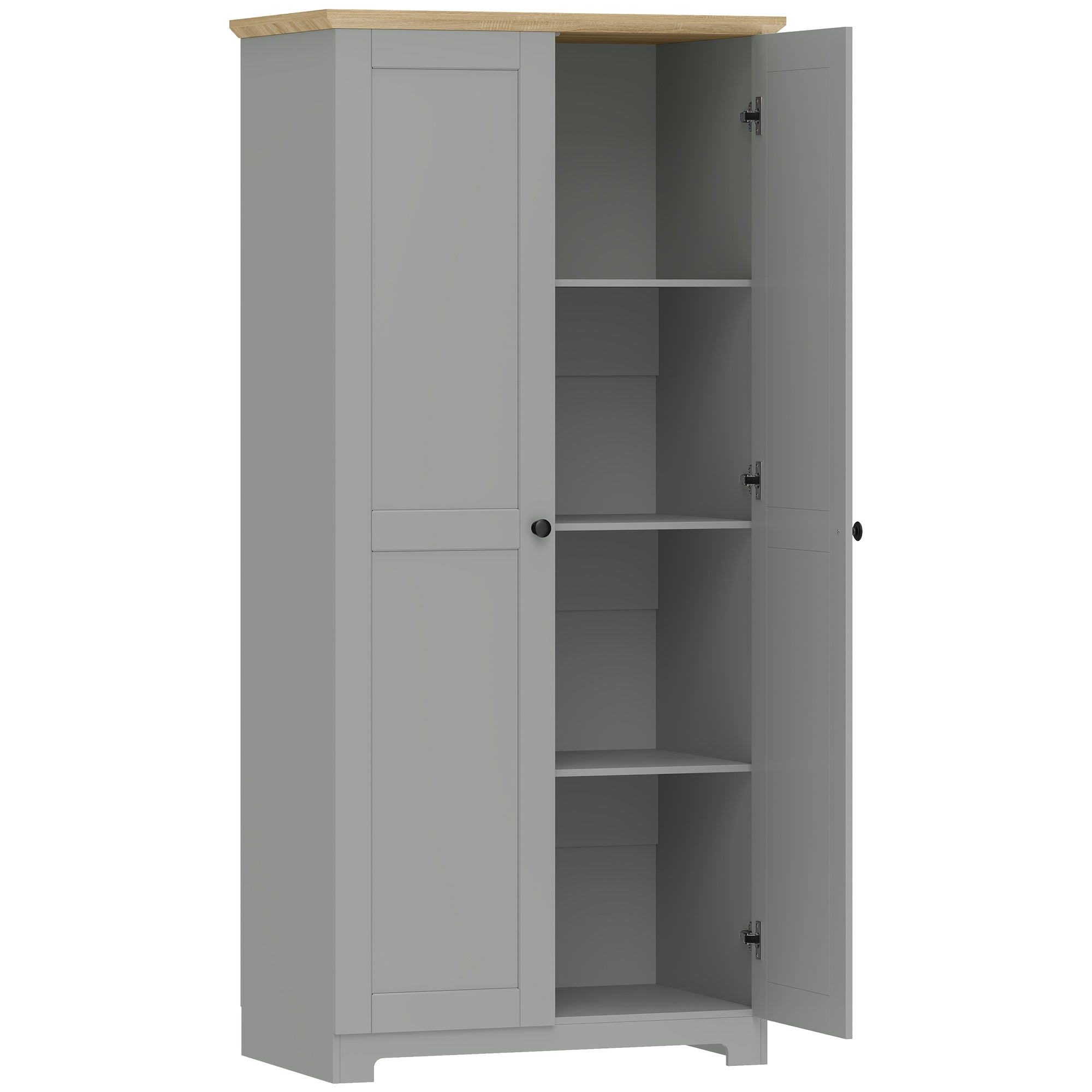 172cm Kitchen Cupboard, Freestanding Storage Cabinet with Doors and Shelves, Modern 2-Door Kitchen Pantry Cupboard for Dining Room, Grey