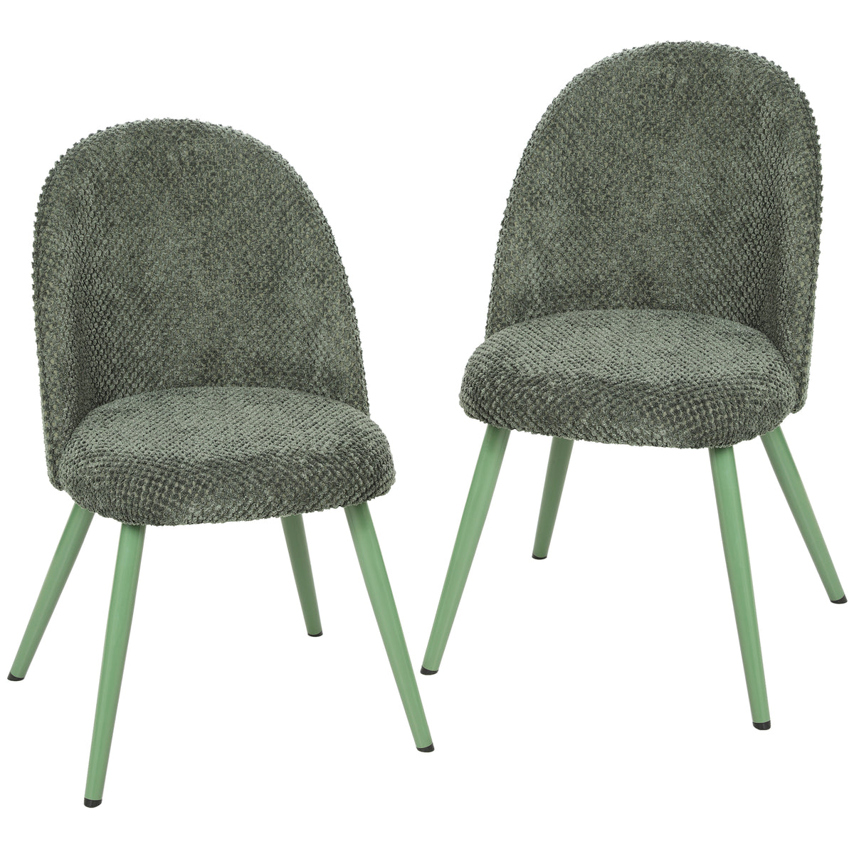 Modern Dining Chairs Set of 2, Velvet Fabric Upholstered Kitchen Chairs with Thick Padded Seat and Backrest, Metal Legs for Dining Room, Kitchen, Home Office, Dark Green