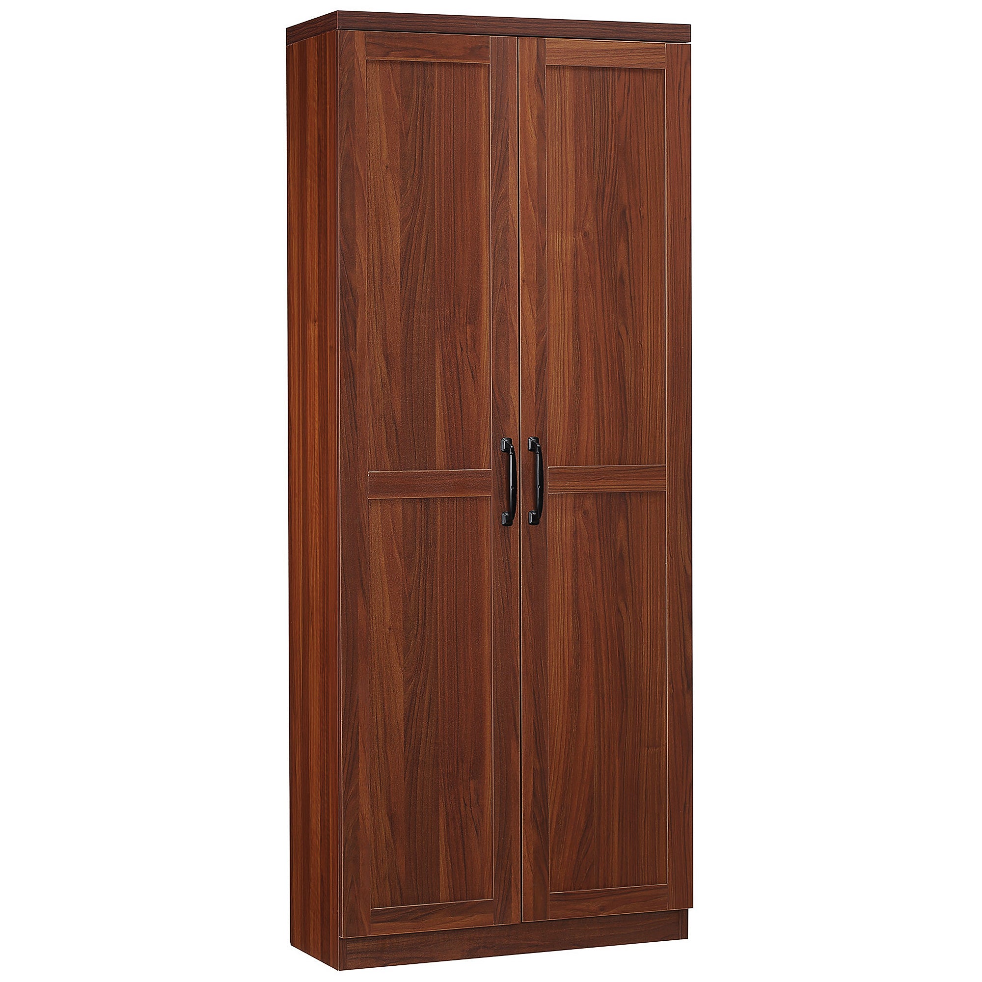 63" 2-Door Kitchen Pantry, Freestanding Storage Cabinet with 5-tier Shelving and 2 Adjustable Shelves for Dining Room, Brown