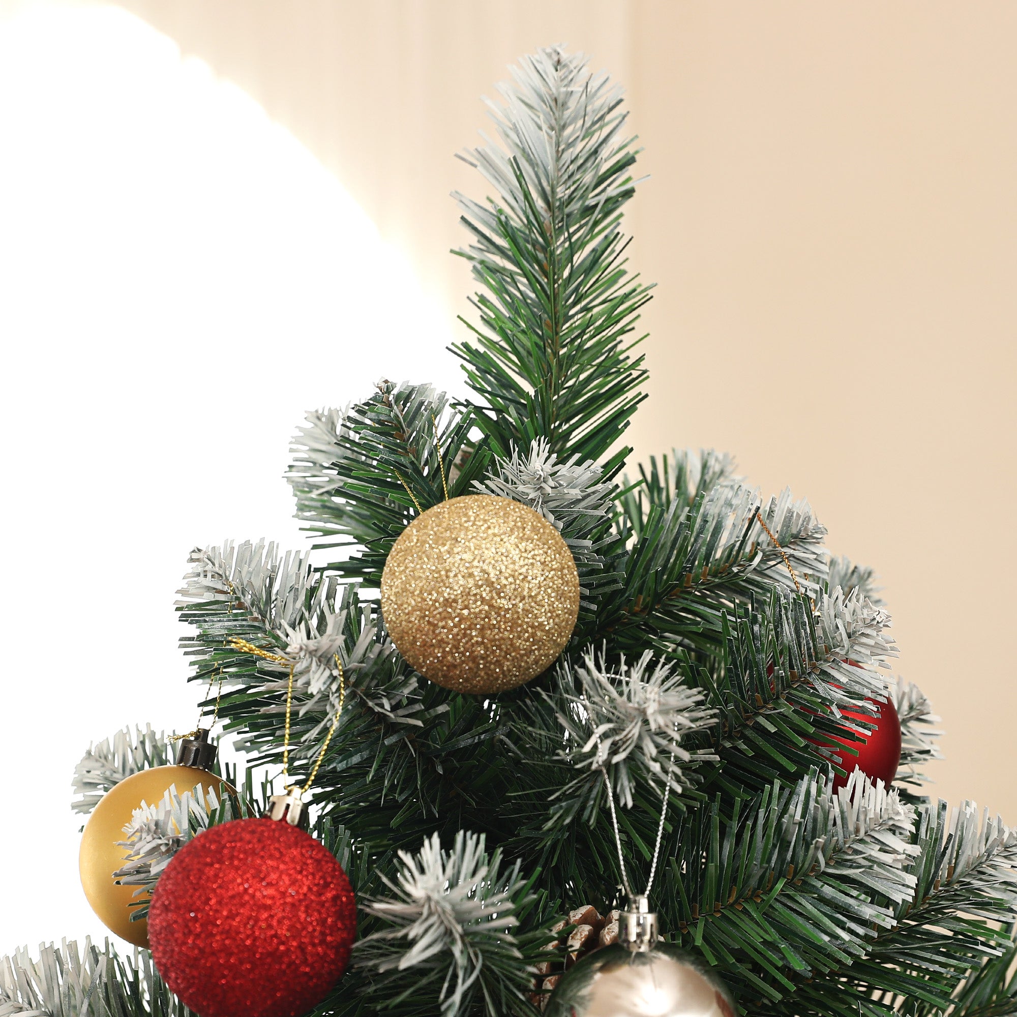 HOMCOM 6ft Artificial Pine Christmas Tree with 774 Branch Tips and Steel Base, Realistic Hinged Tree with Pinecones, Holiday Décor for Home Office, Green