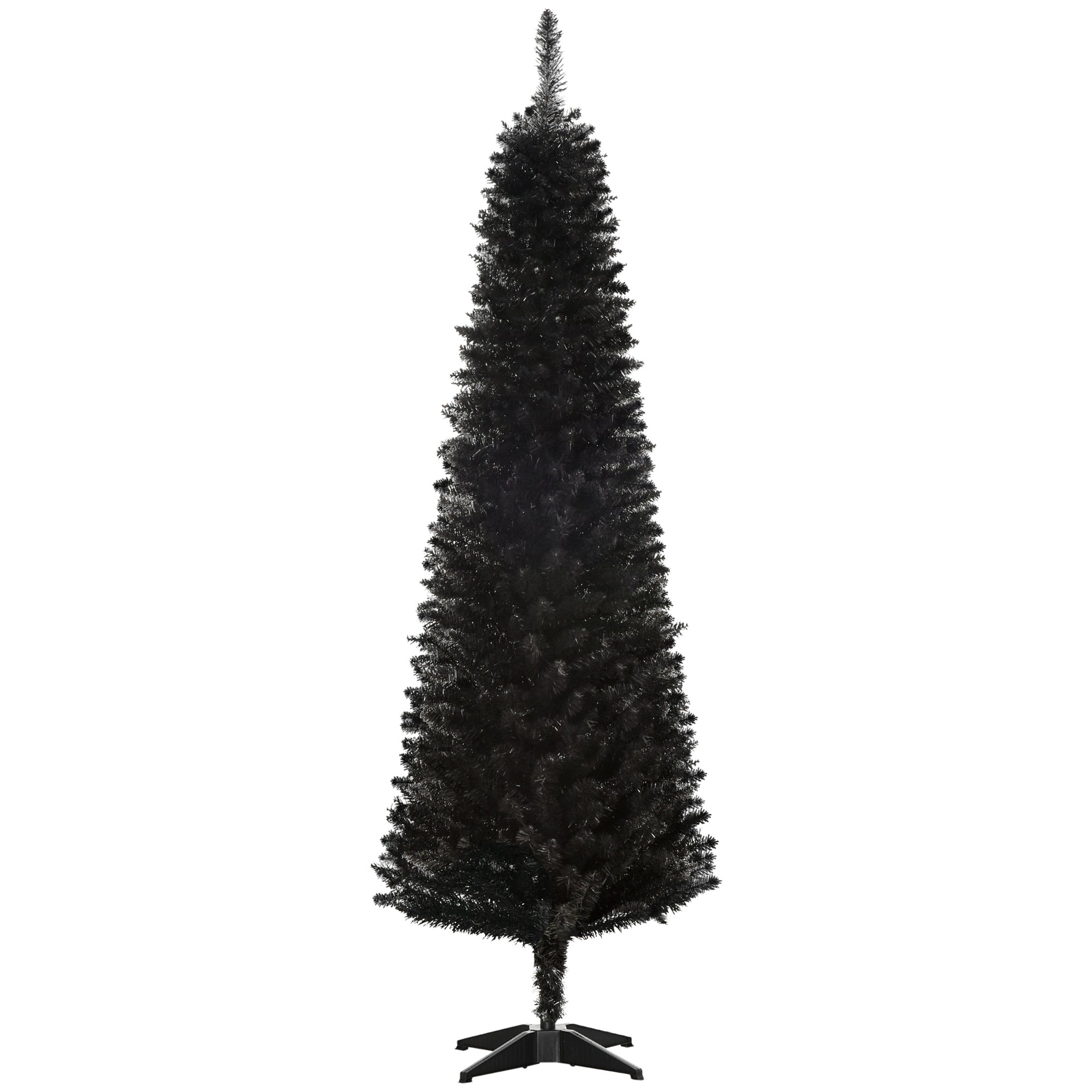 6' Artificial Pencil Christmas Tree Slim Xmas Tree with 390 Realistic Branch Tips and Stand Black