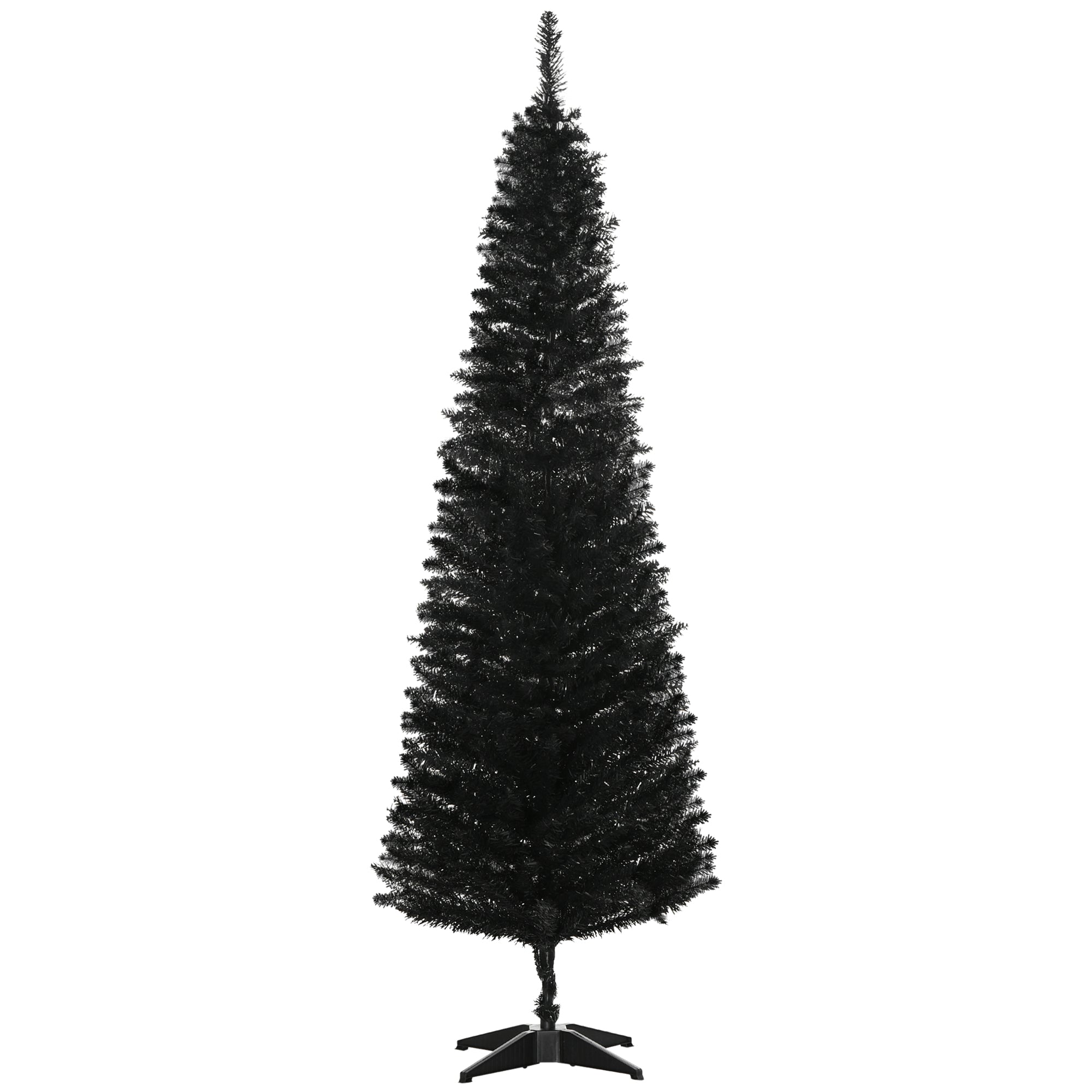 6' Artificial Pencil Christmas Tree Slim Xmas Tree with 390 Realistic Branch Tips and Stand Black