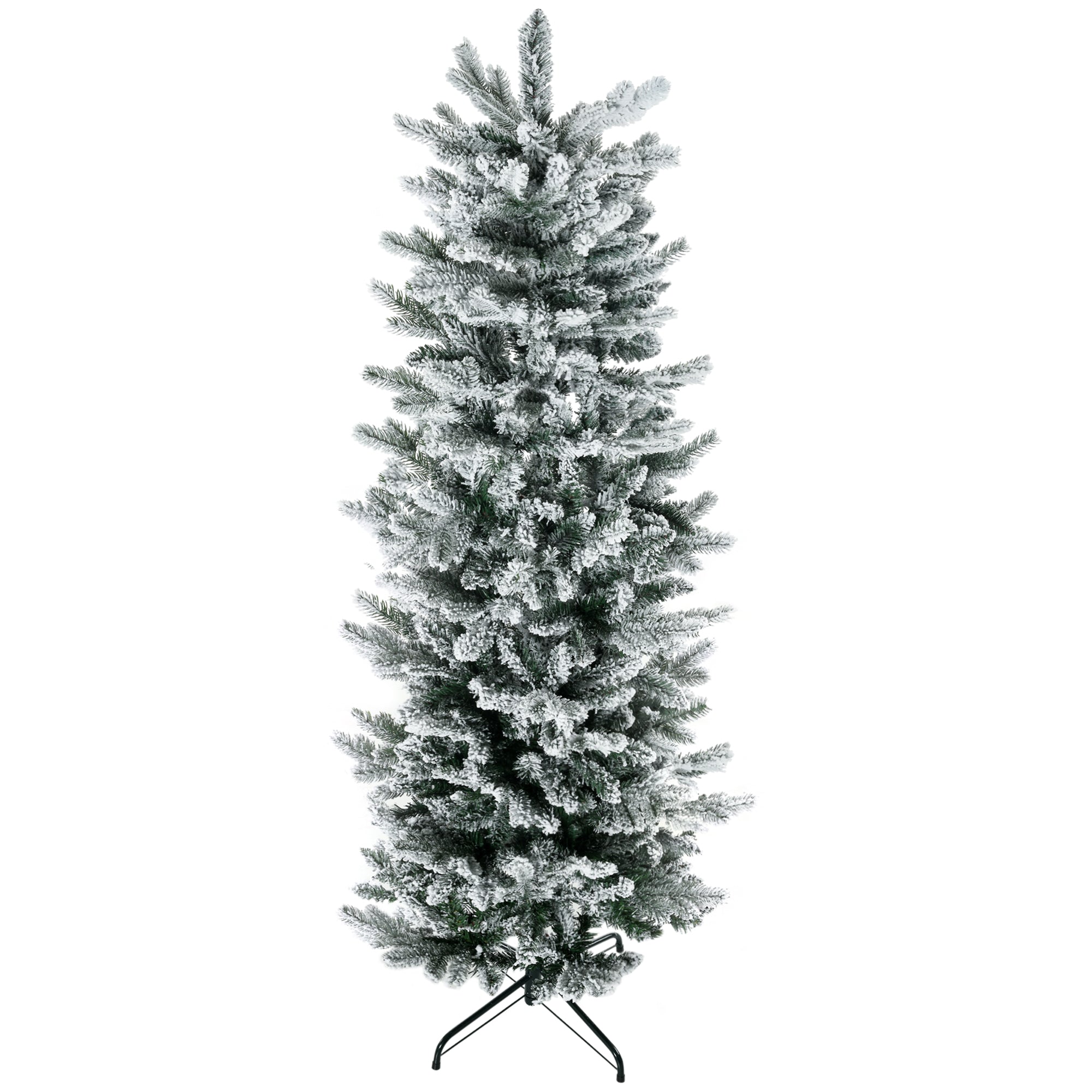 6' Artificial Flocked Christmas Trees, with Snow Frosted Branches, Auto Open, Steel Base