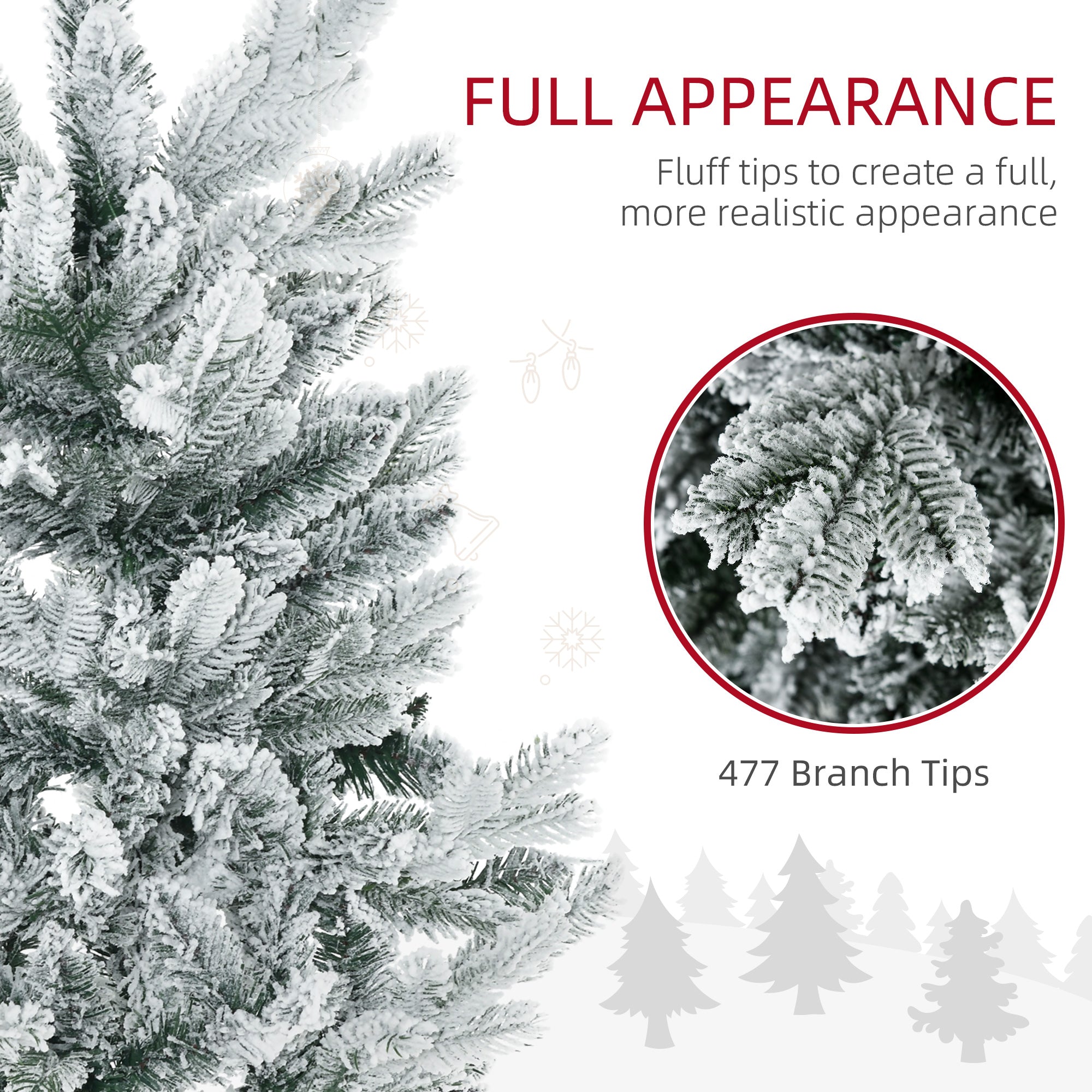 6' Artificial Flocked Christmas Trees, with Snow Frosted Branches, Auto Open, Steel Base