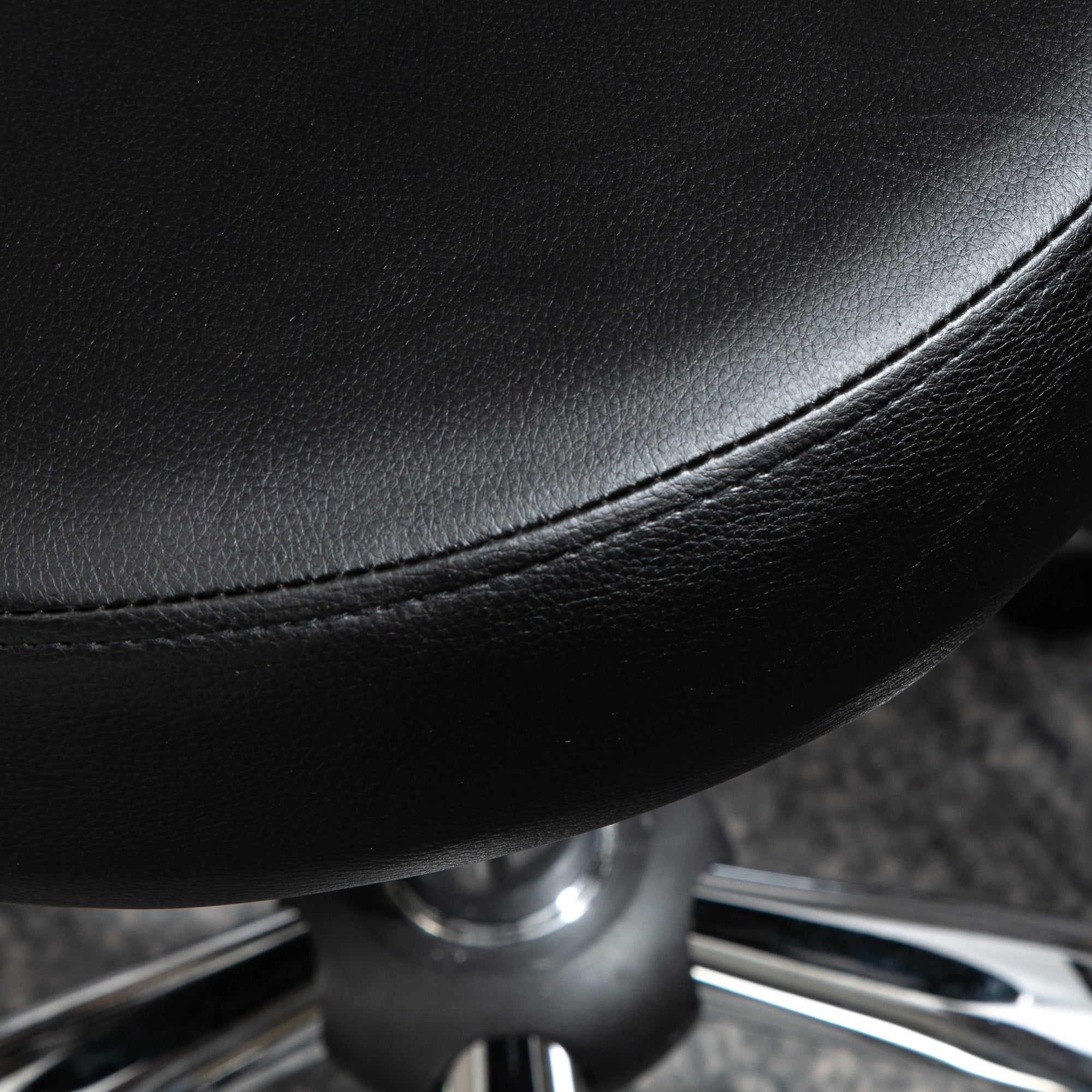 Adjustable Swivel Salon Stool with Backrest and Wheels, Office & Living Room Chair, Synthetic Leather, Black, 17.7" L x 21.3" W x 28.7" - 34.6" H