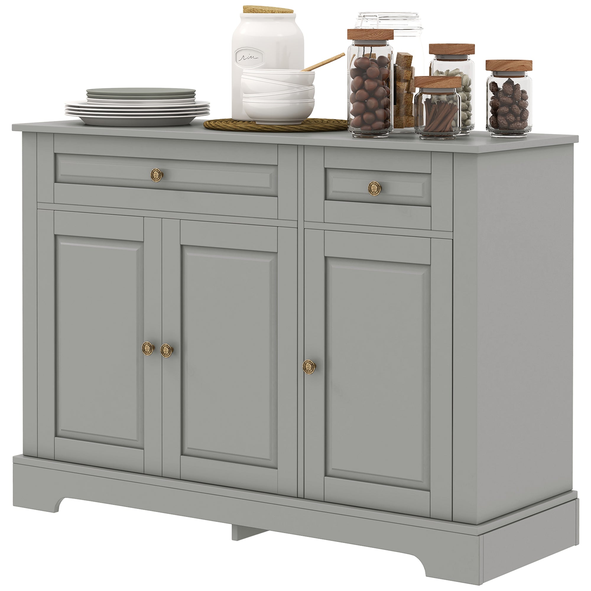 Modern Kitchen Storage Cabinet, Coffee Bar Cabinet with 2 Drawers and Adjustable Shelves for Dining Room