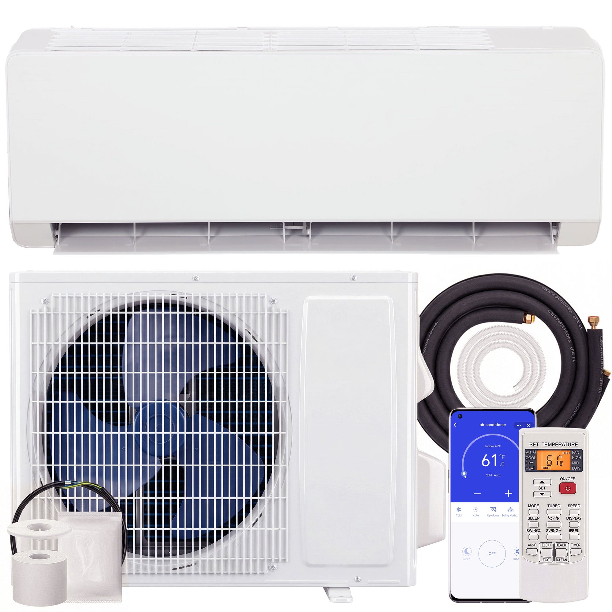 18000 BTU Mini Split Air Conditioner, 22 SEER2 230V Wifi Enabled Inverter AC Unit & Ductless Heat Pump Cools up to 1250 Sq. Ft, with Installation Kit, Works with Alexa