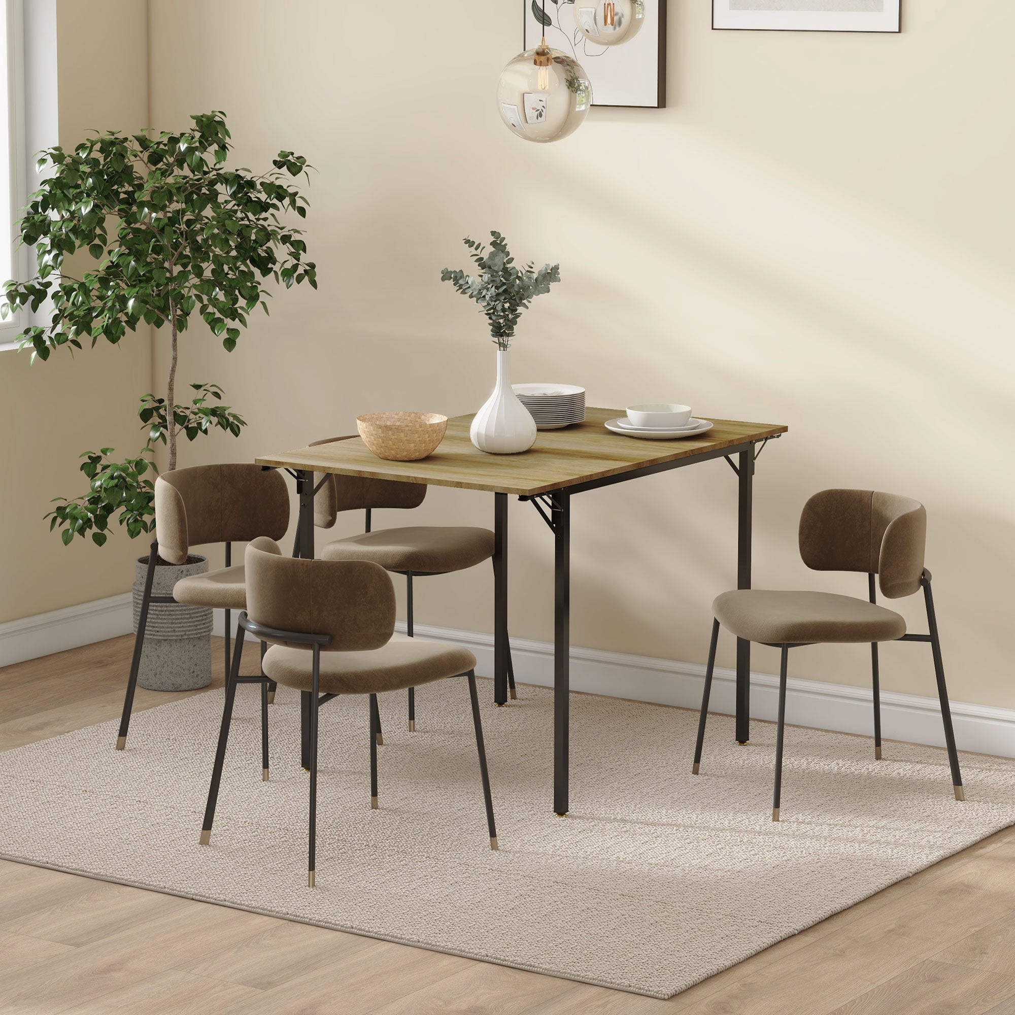 HOMCOM Folding Dining Table, Drop Leaf Table for Small Space, Extendable Kitchen Table for 2 to 4 People, Natural Wood