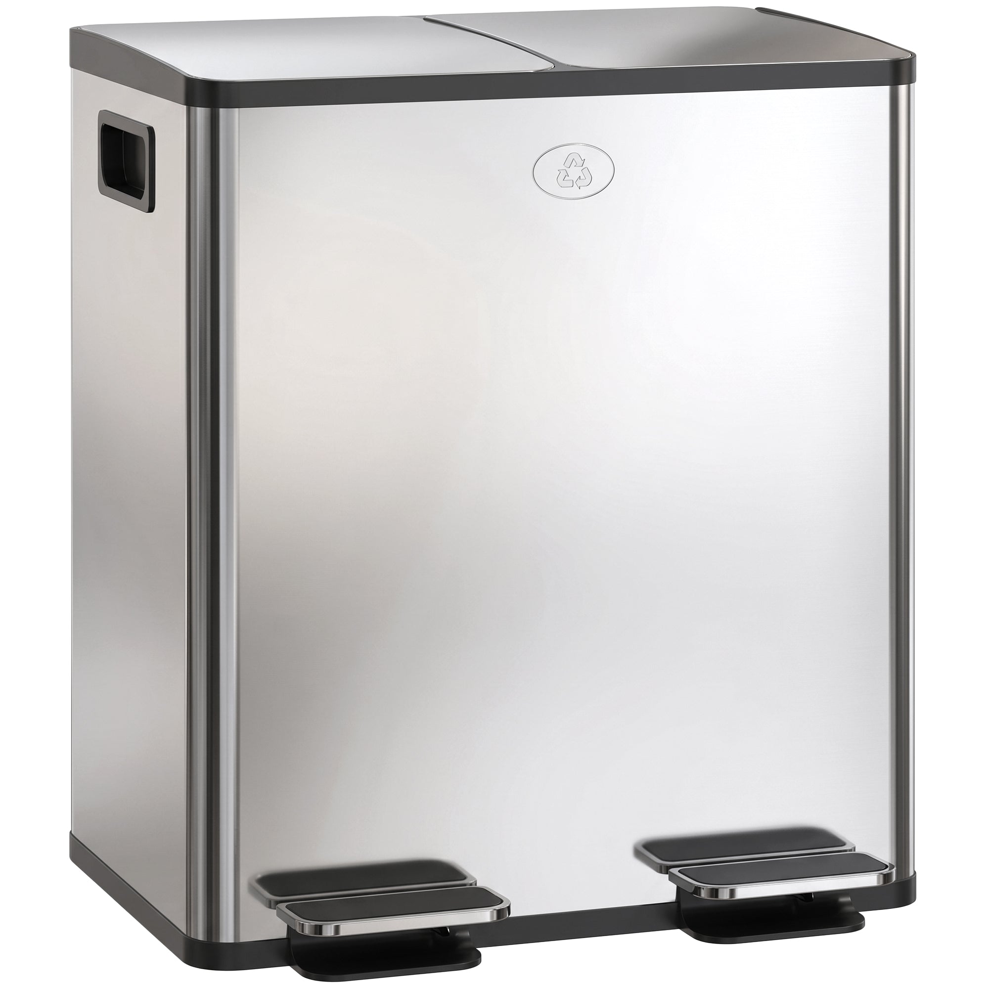 Trash Can, 2 x 5 Gallon Stainless Steel Garbage Can with Soft Close, Stay-Open Lid, Pedals, Inner Buckets and Deodorizer Compartment, Fingerprint-Proof, for Kitchen, Home Office, Silver