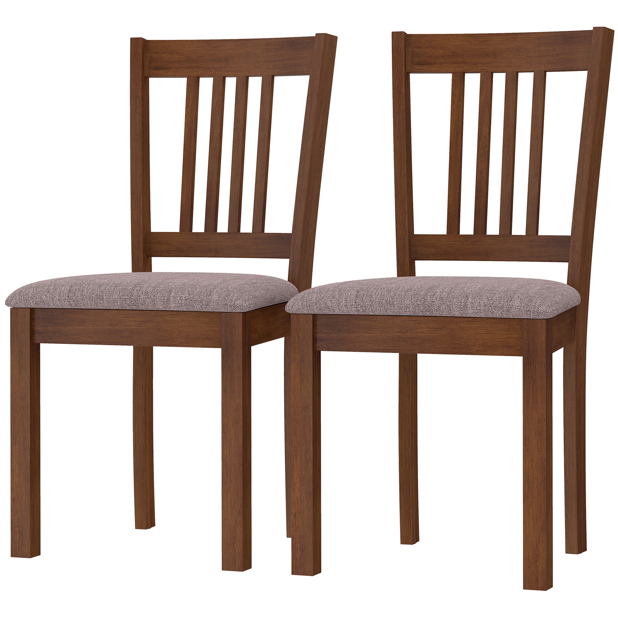 Modern Dining Chairs Set of 2, Linen Fabric Upholstered Kitchen Chairs with Rubberwood Legs for Dining Room, Living Room, Brown and Light Brown