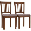 Modern Dining Chairs Set of 2, Linen Fabric Upholstered Kitchen Chairs with Rubberwood Legs for Dining Room, Living Room, Brown and Light Brown