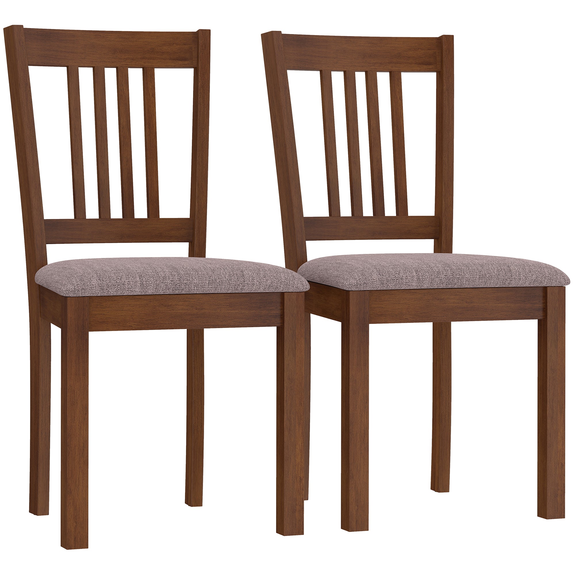 Modern Dining Chairs Set of 2, Linen Fabric Upholstered Kitchen Chairs with Rubberwood Legs for Dining Room, Living Room, Brown and Light Brown