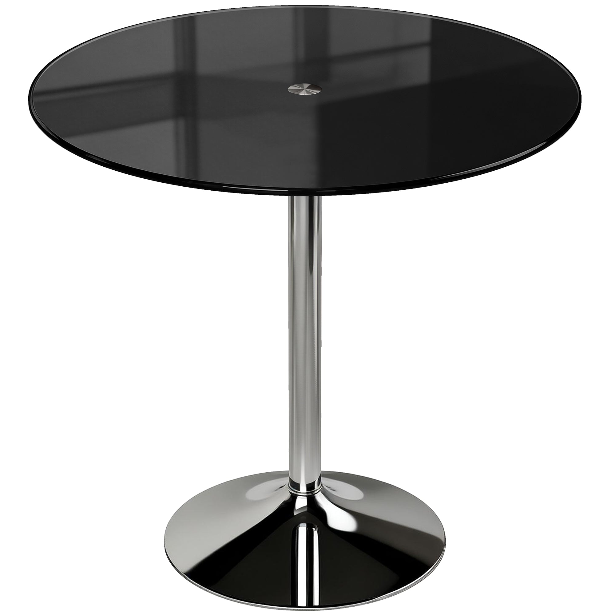Round Bar Table, Modern Dining Table with Tempered Glass Top and Steel Frame for 4, Easy Assembly for Breakfast Bar, Dining Room, 80 x 80 x 77cm, Black