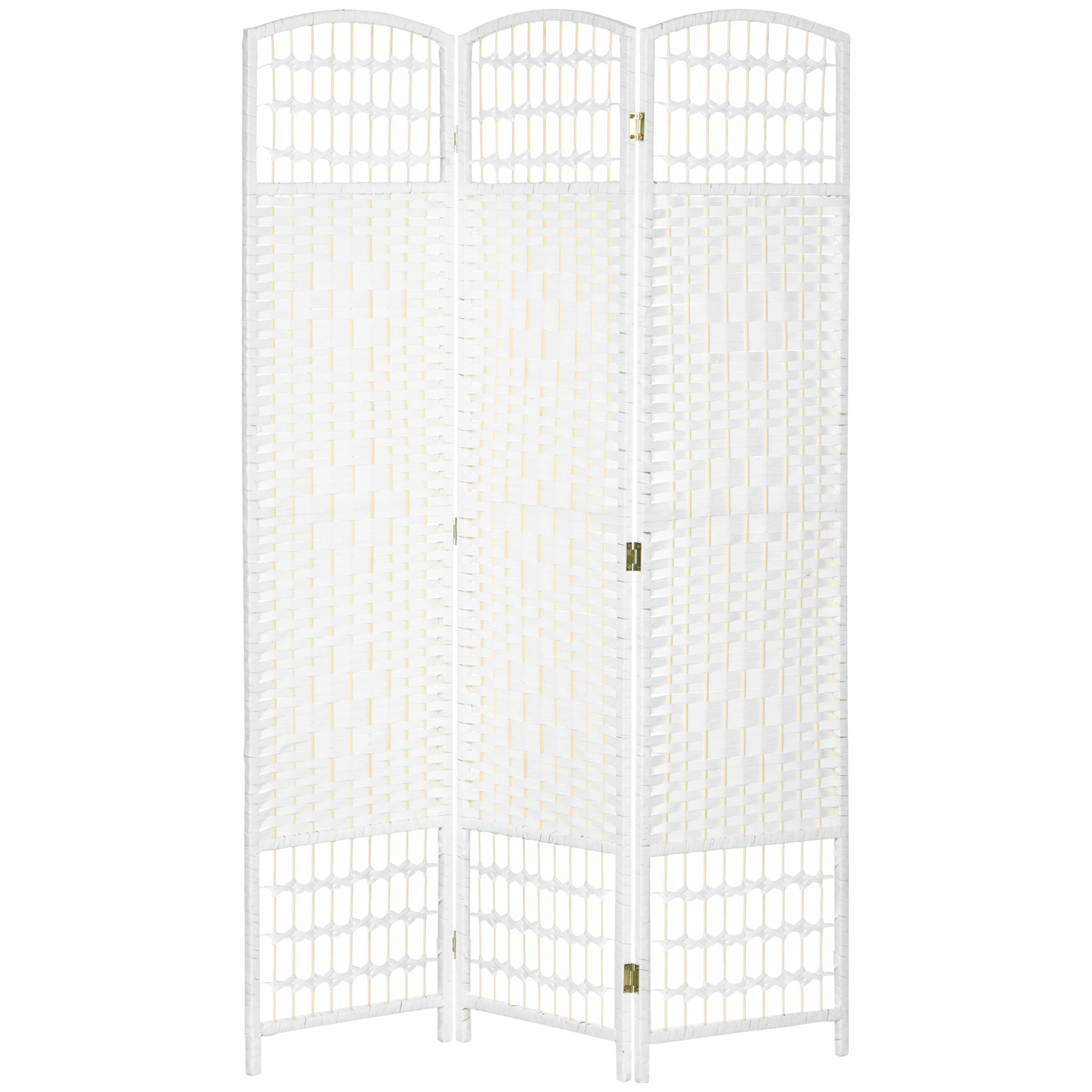 3 Panel Folding Room Divider Portable Privacy Screen Wave Fiber Room Partition for Home Office White