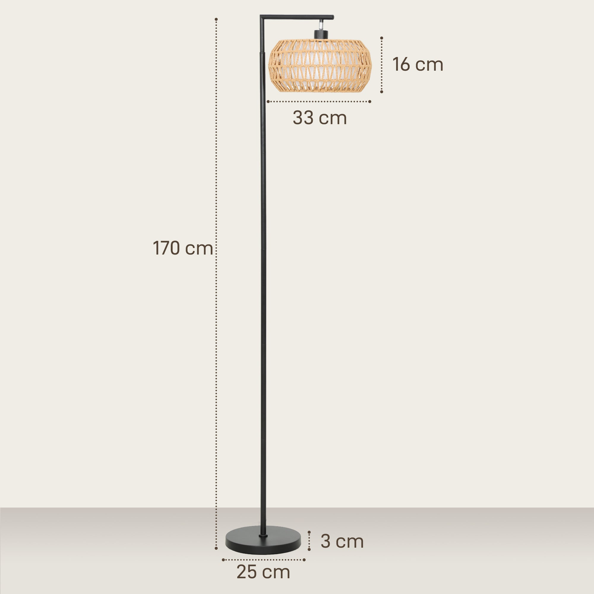 Boho Floor Lamp with Double Shade, Dimmable Standing Lamp with Remote and Foot Switch, 3 Colour Temperatures and Timer for Living Room, Bedroom, Office, Black