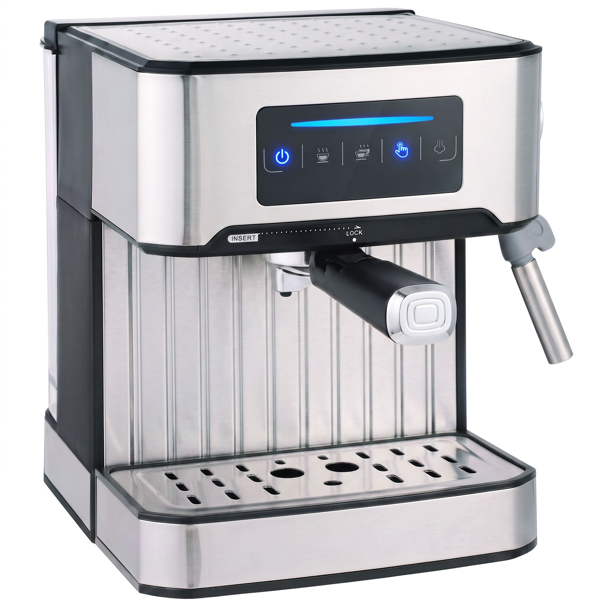 Espresso Machine with Milk Frother Wand, 1.6 L Water Tank, 850W Semi Automatic 20 Bar Coffee Machine, Latte Cappuccino Maker with Single/Double/Manual Shot, LED Touch, Hot Water, Cup Warming