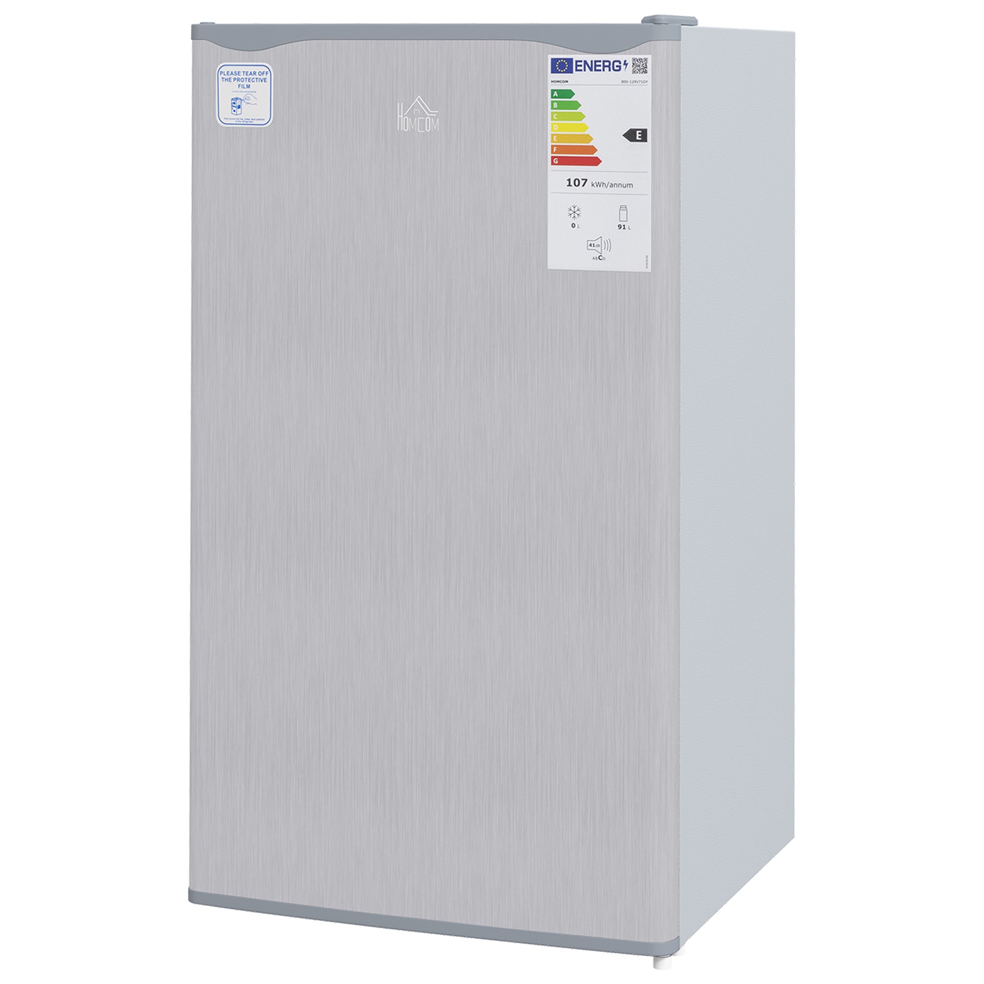 HOMCOM 91 Litre Freestanding Under Counter Fridge Freezer with Chiller Box, Reversible Door, Adjustable Thermostat, 47.5cm Wide, Grey