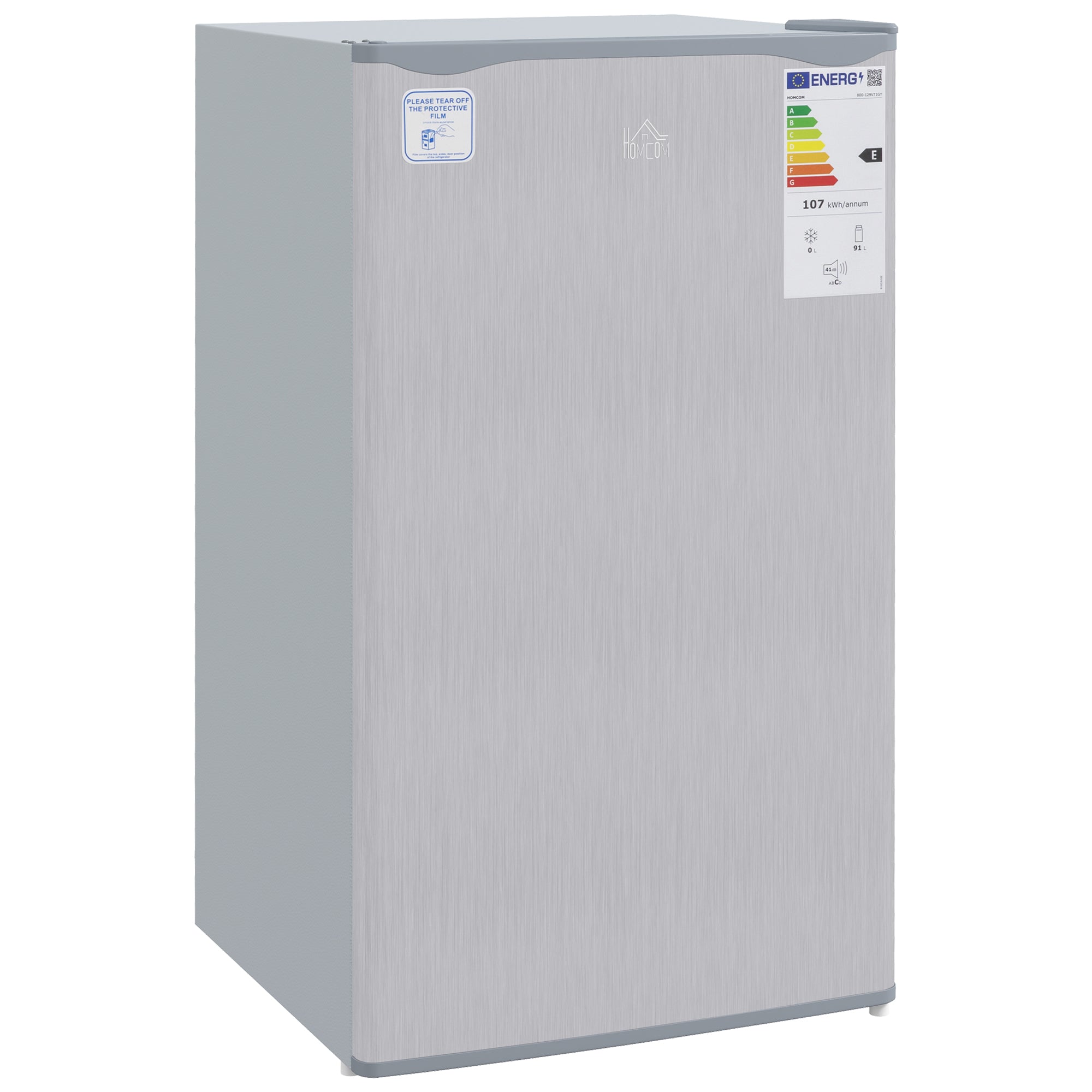 HOMCOM 91 Litre Freestanding Under Counter Fridge Freezer with Chiller Box, Reversible Door, Adjustable Thermostat, 47.5cm Wide, Grey