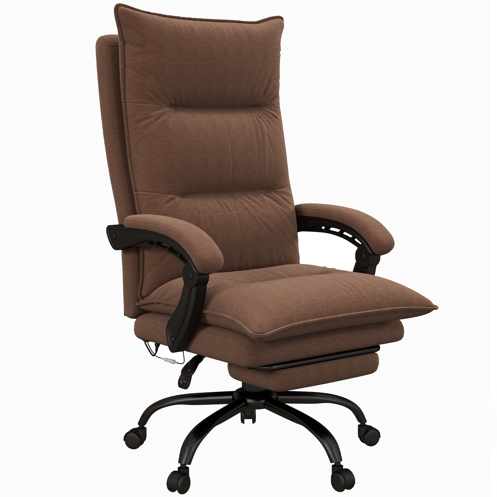 Executive Massage Office Chair with 6 Vibration Points, Microfiber Computer Desk Chair, Heated Reclining Chair Brown