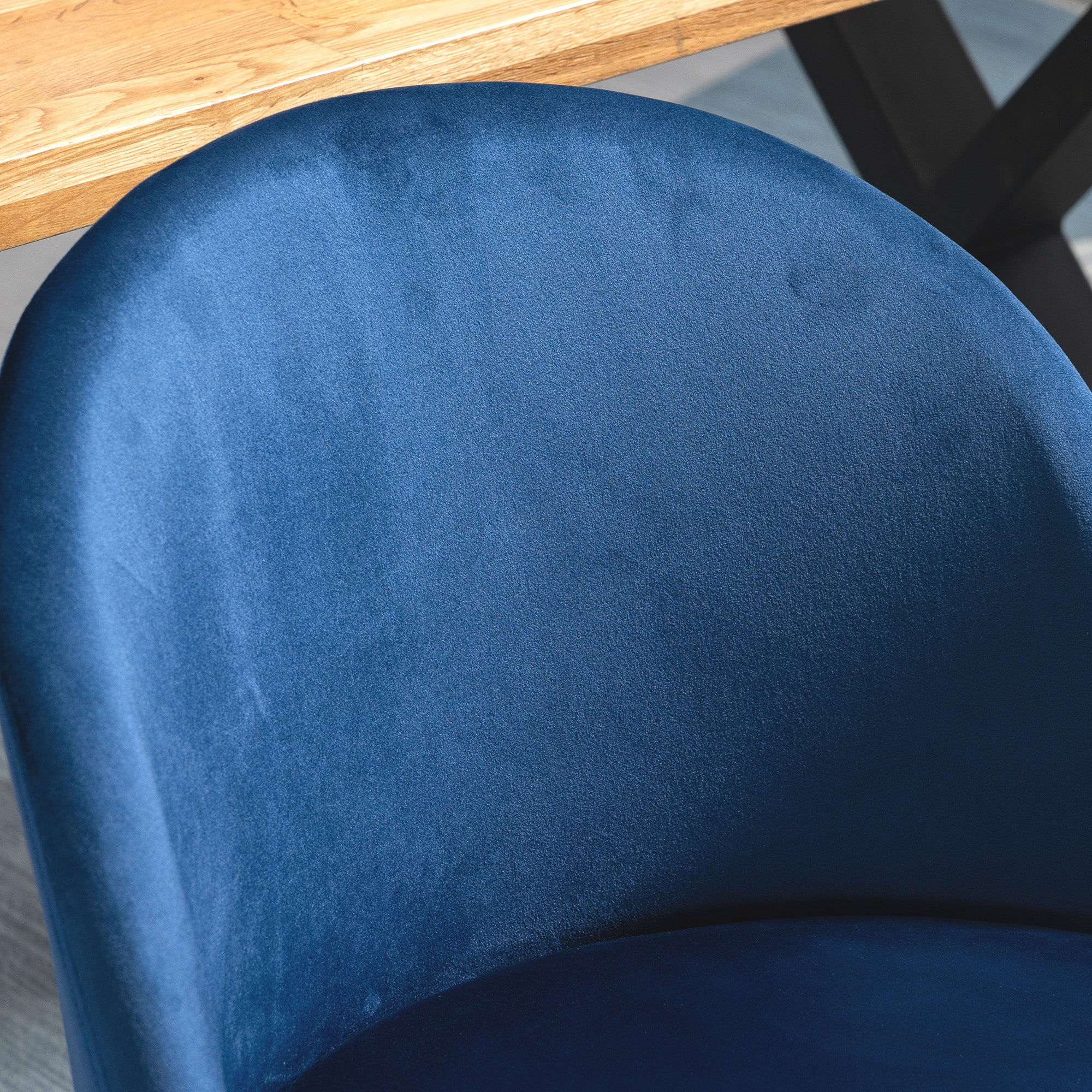 HOMCOM Modern Dining Chairs Set of 2, Mid-Back Velvet Upholstered Kitchen Chairs, Side Chair for Living Room, Dining Room, Dark Blue